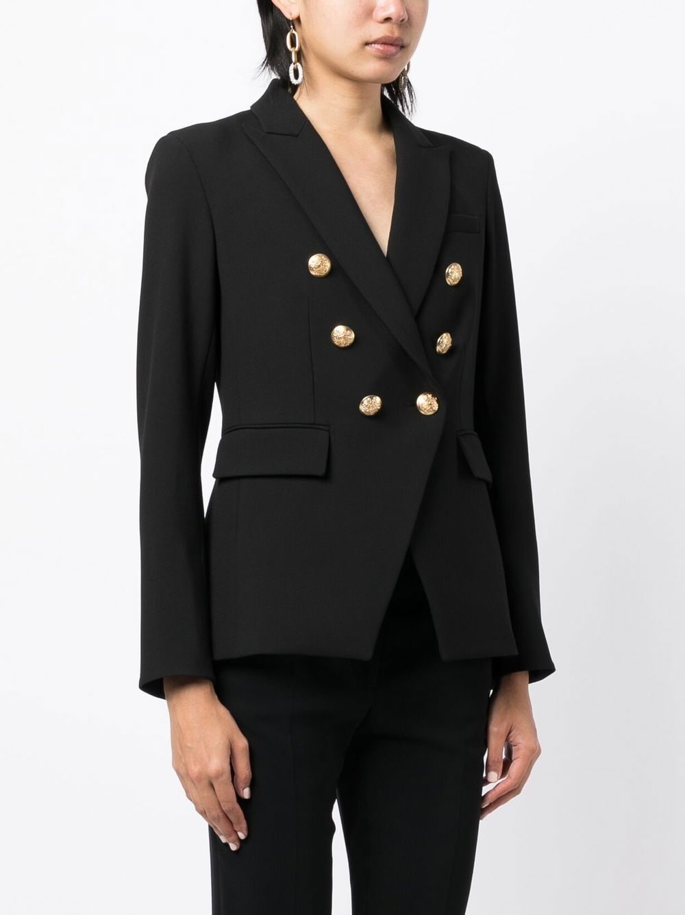 double-breasted golden-buttons blazer - 3