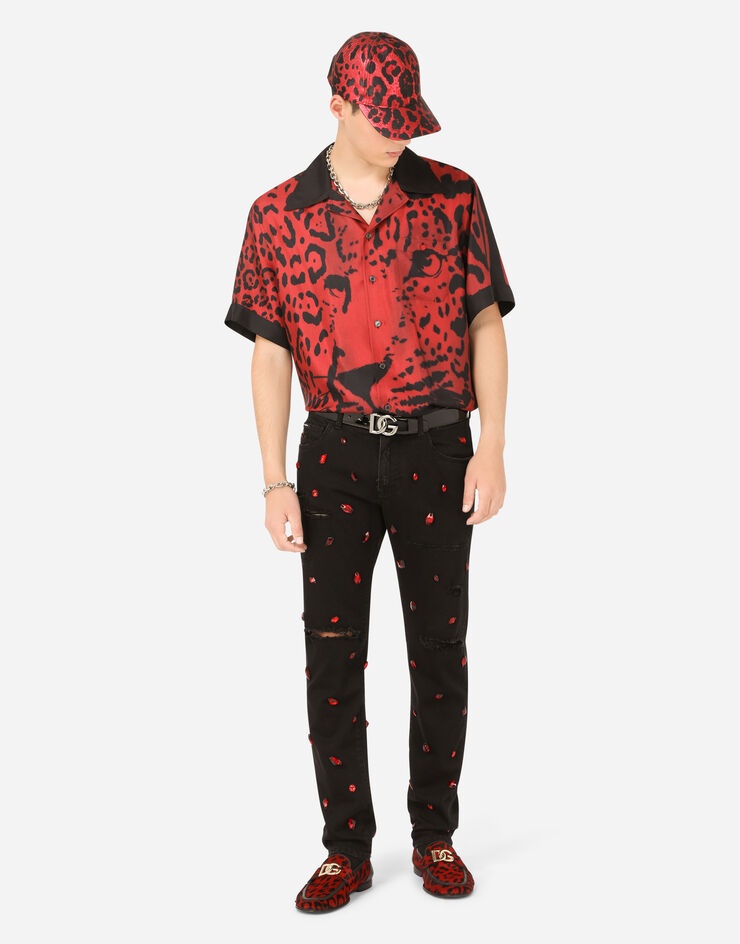 Silk Hawaiian shirt with leopard print - 6