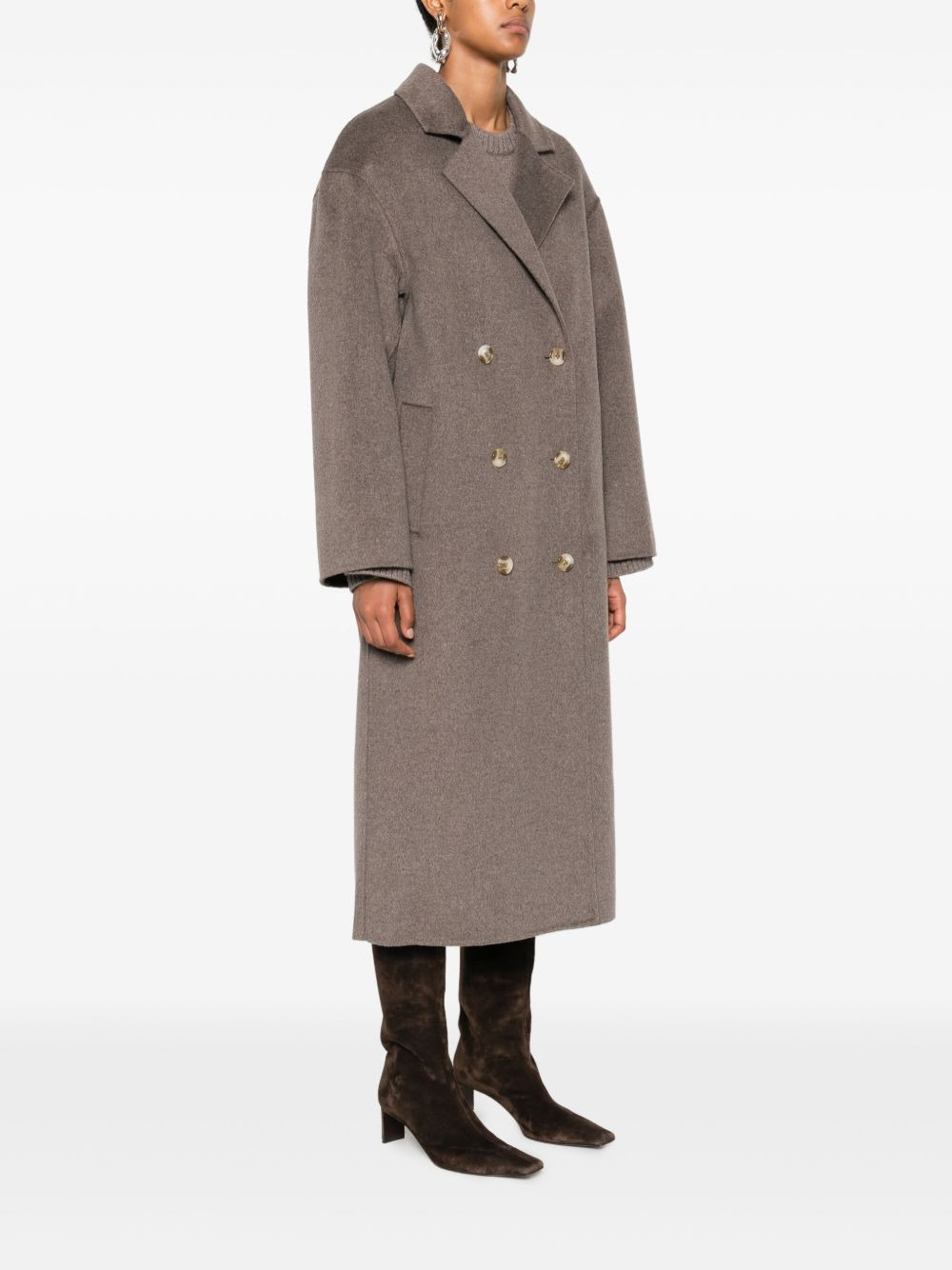 double-breasted wool-cashmere coat - 3