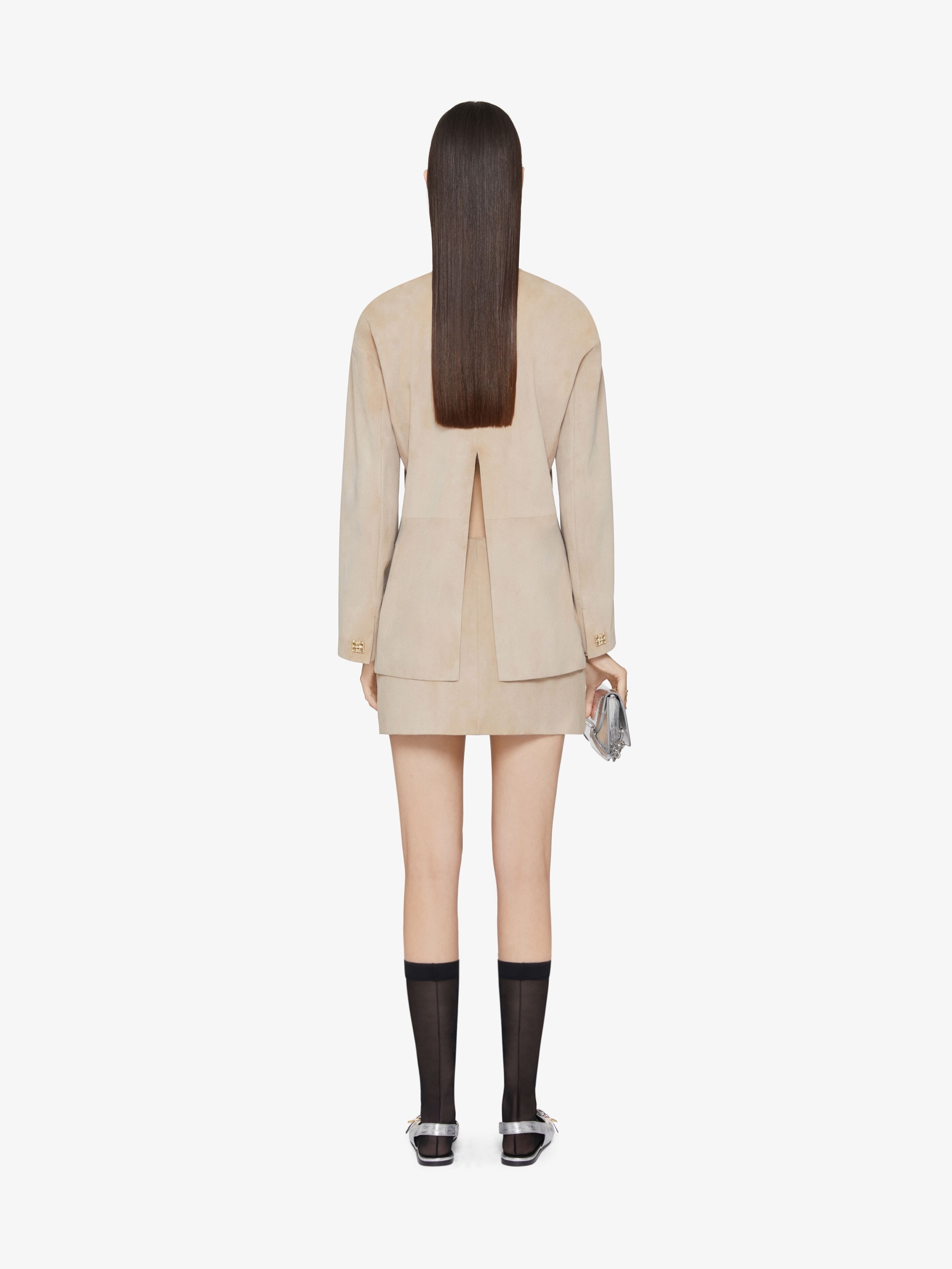 WRAP MINI SKIRT IN SUEDE WITH 4G DETAIL - 4
