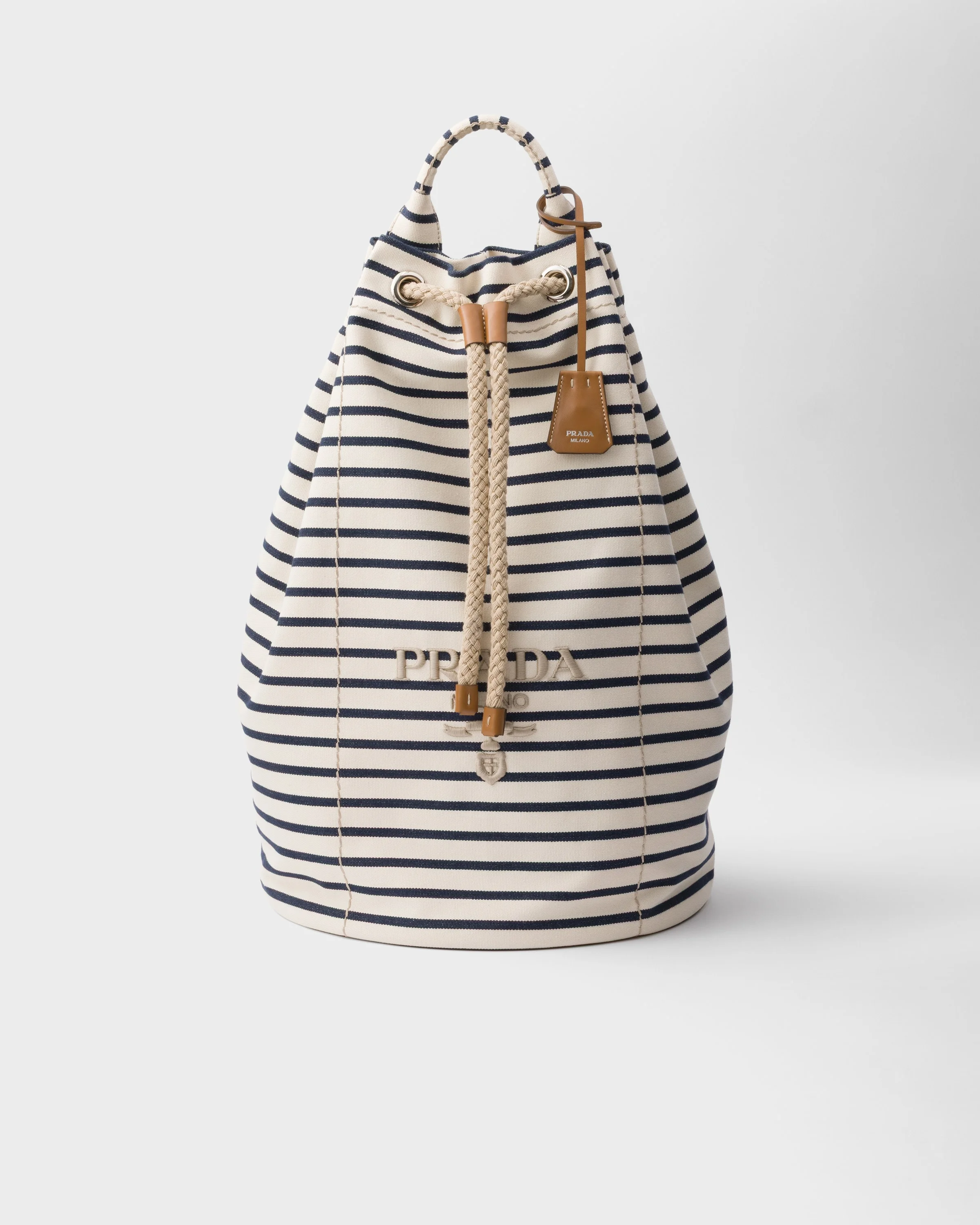 Striped canvas drawstring duffel bag - 1