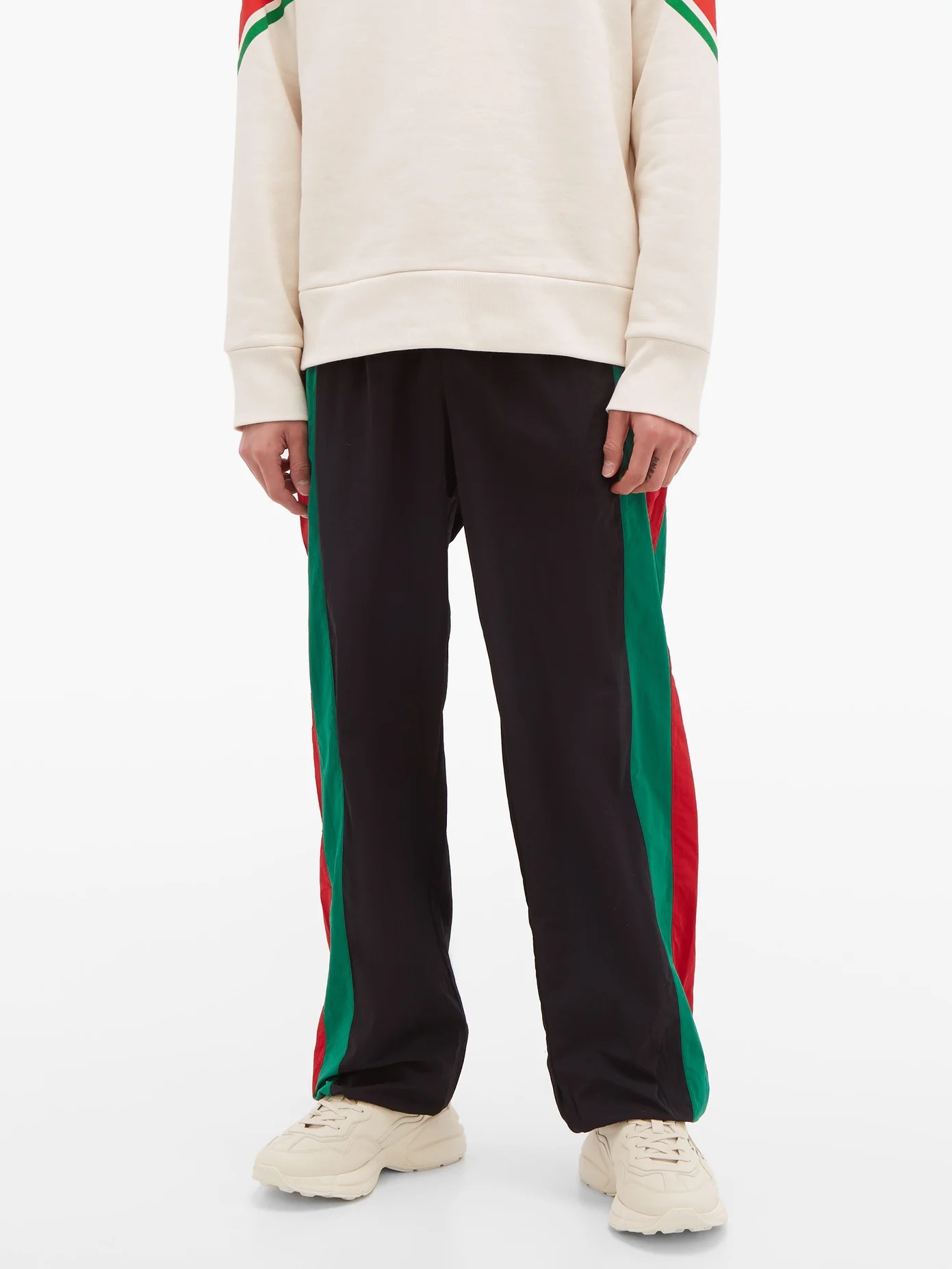 Web-stripe cotton track pants - 7