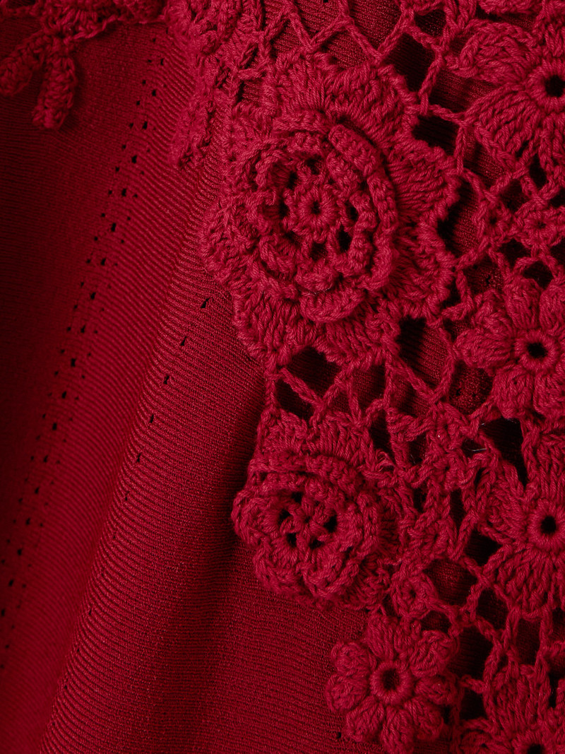 Genoveva Crocheted Lace-trimmed Cotton-blend Midi Dress 4