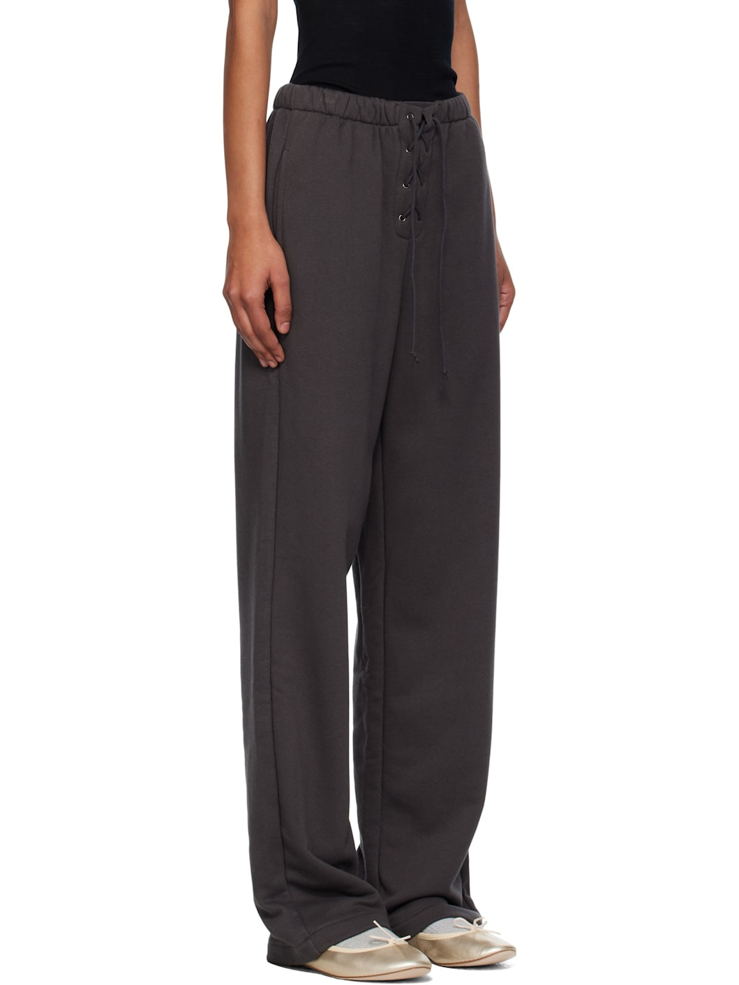 Gray Lace Up Lounge Pants - 2