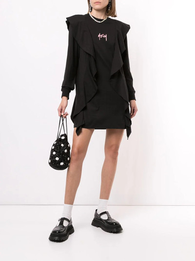 MSGM embroidered logo ruffled T-shirt dress outlook