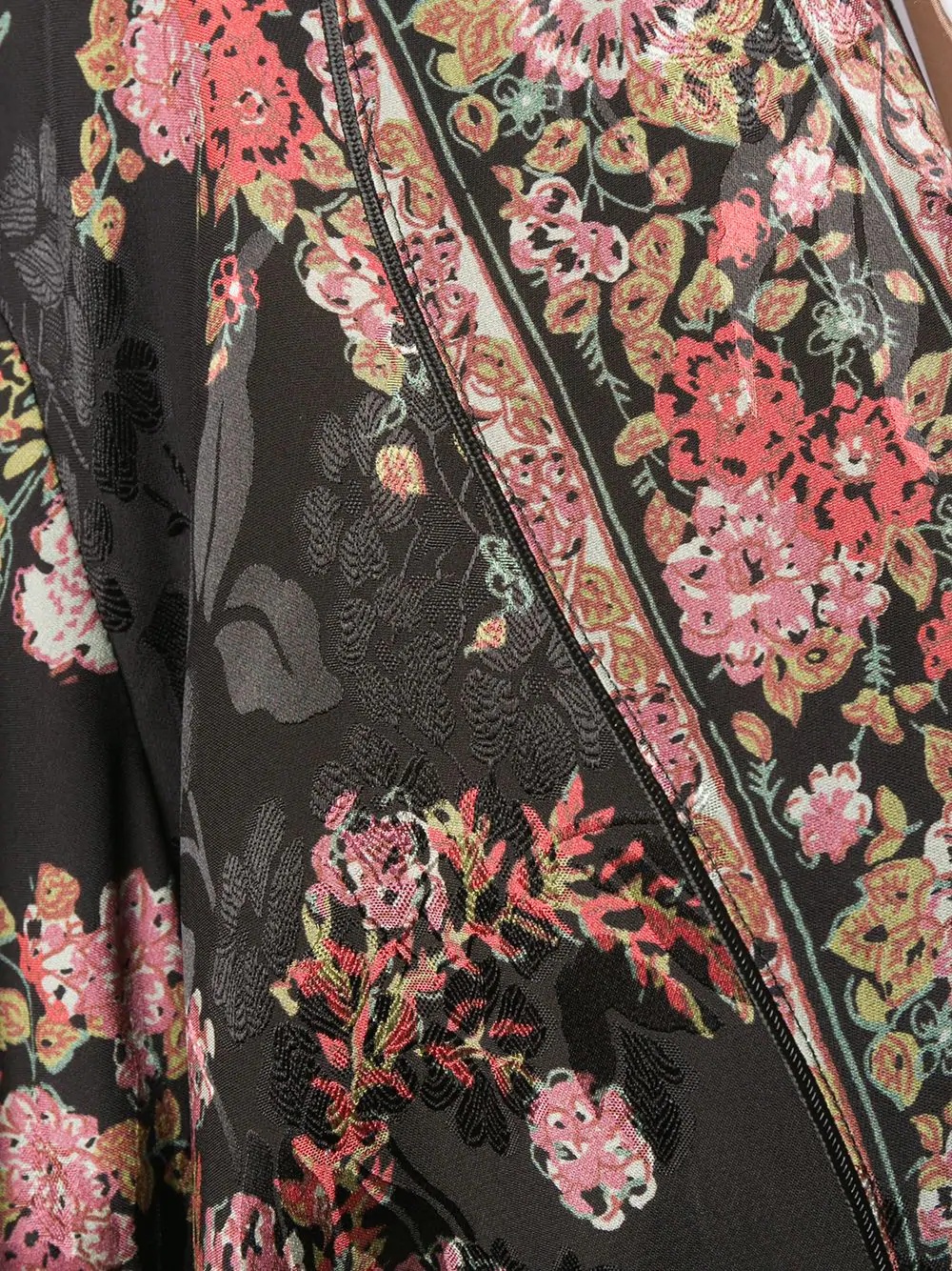 floral print tie waist blazer - 5