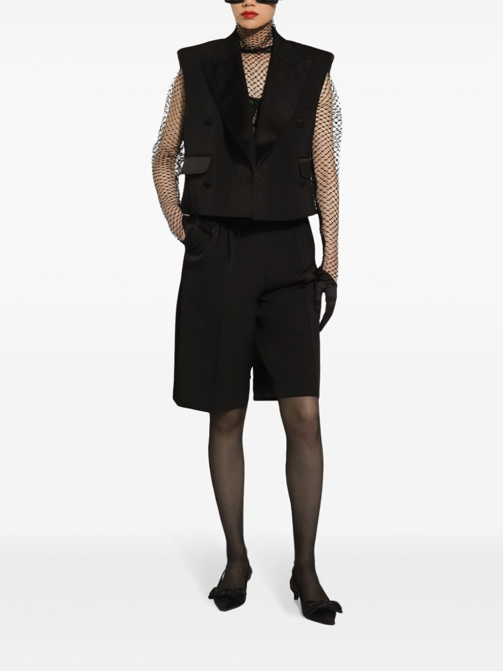 double-breasted gabardine gilet - 2