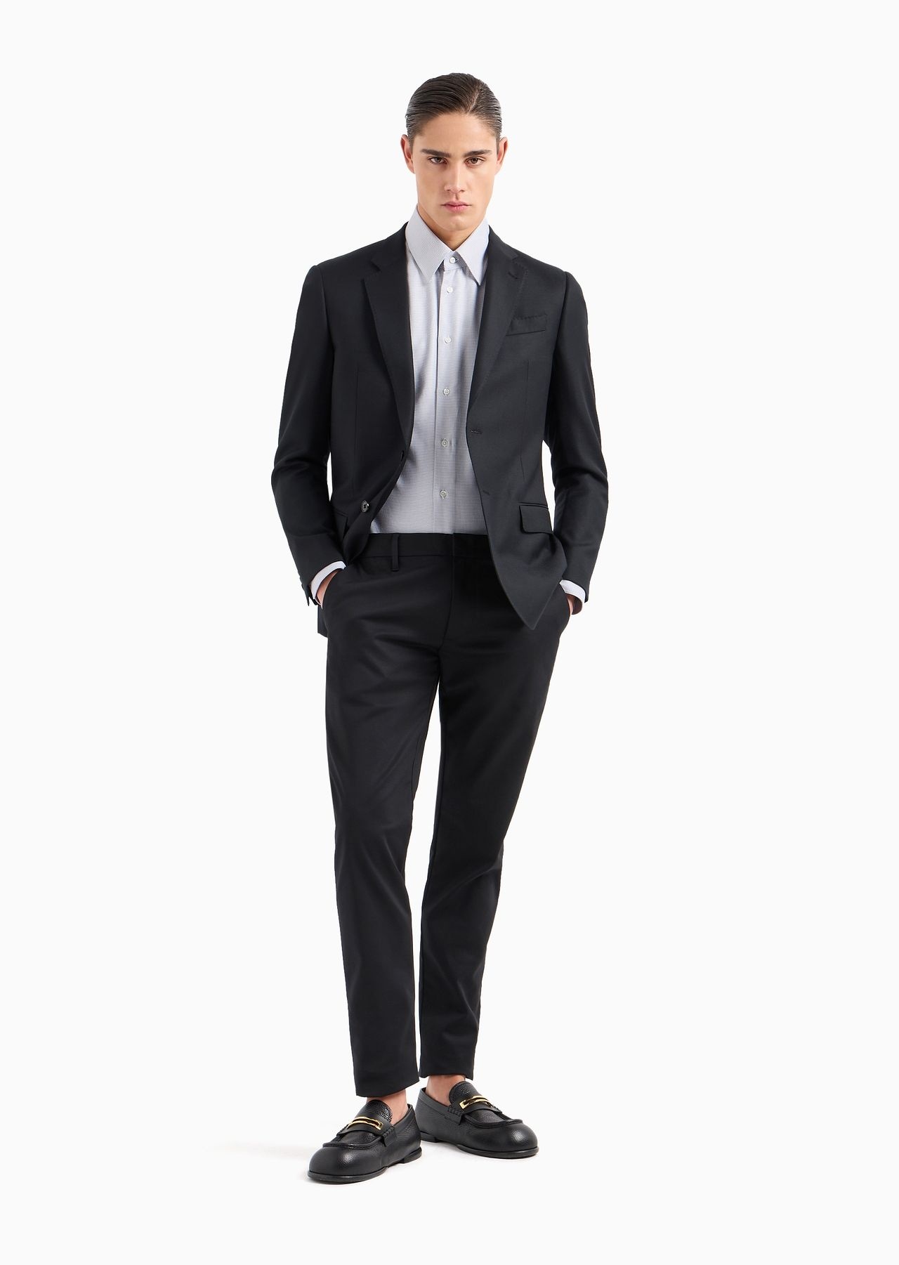 Textured cotton shirt with micro houndstooth motif - 4