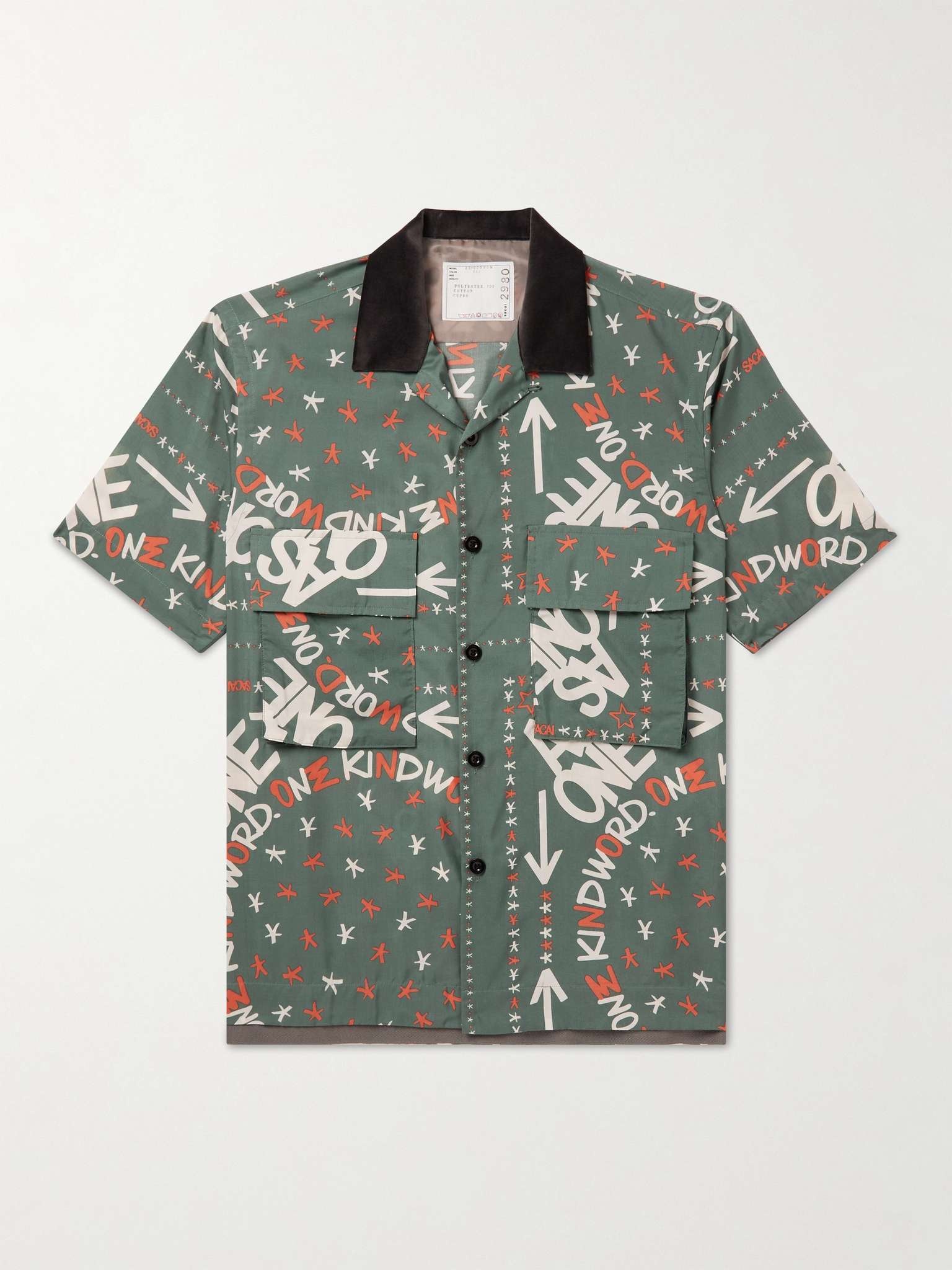+ Eric Haze Velvet-Trimmed Printed Poplin Shirt - 1