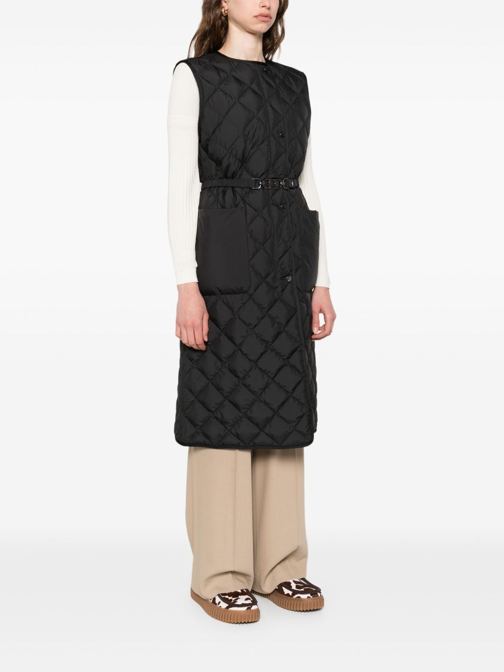 quilted belted vest - 3