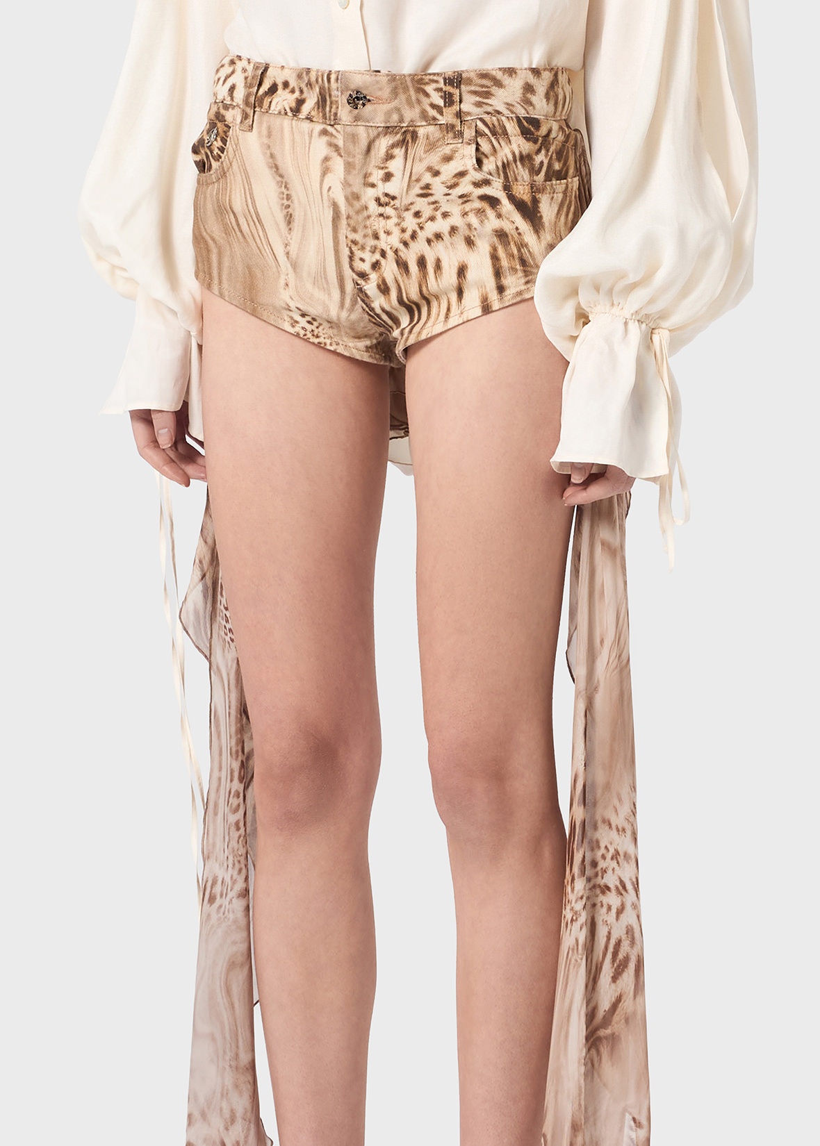 PRINTED SHORTS IN GEORGETTE WITH FLOUNCE - 5