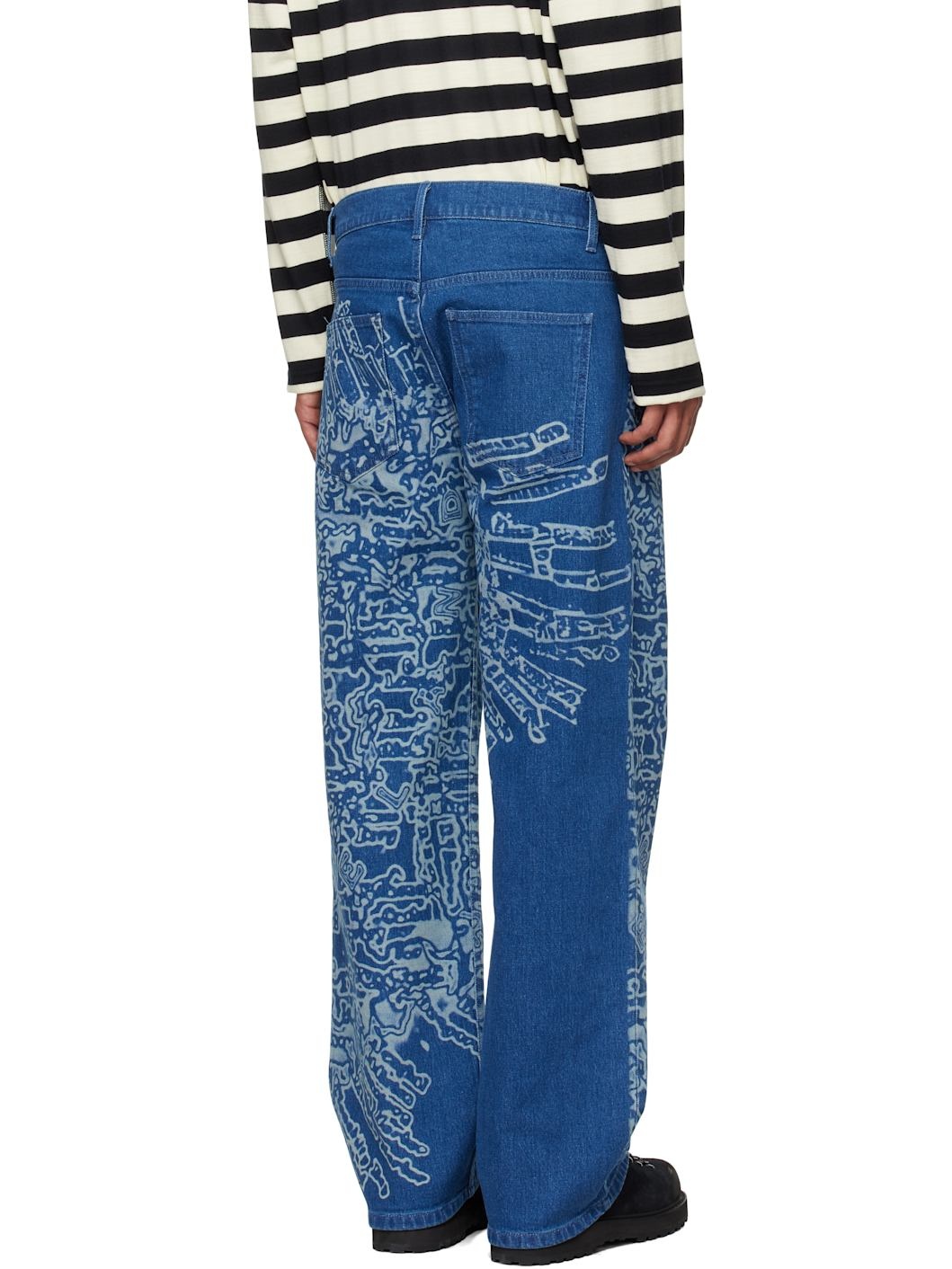 Blue Laser Etched Map Jeans - 3