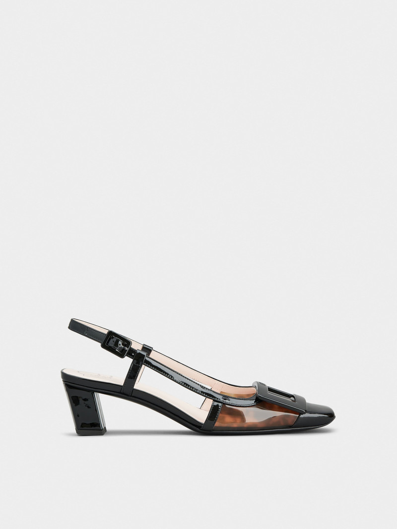 Belle Vivier Slingback Pumps in patent fabric 1