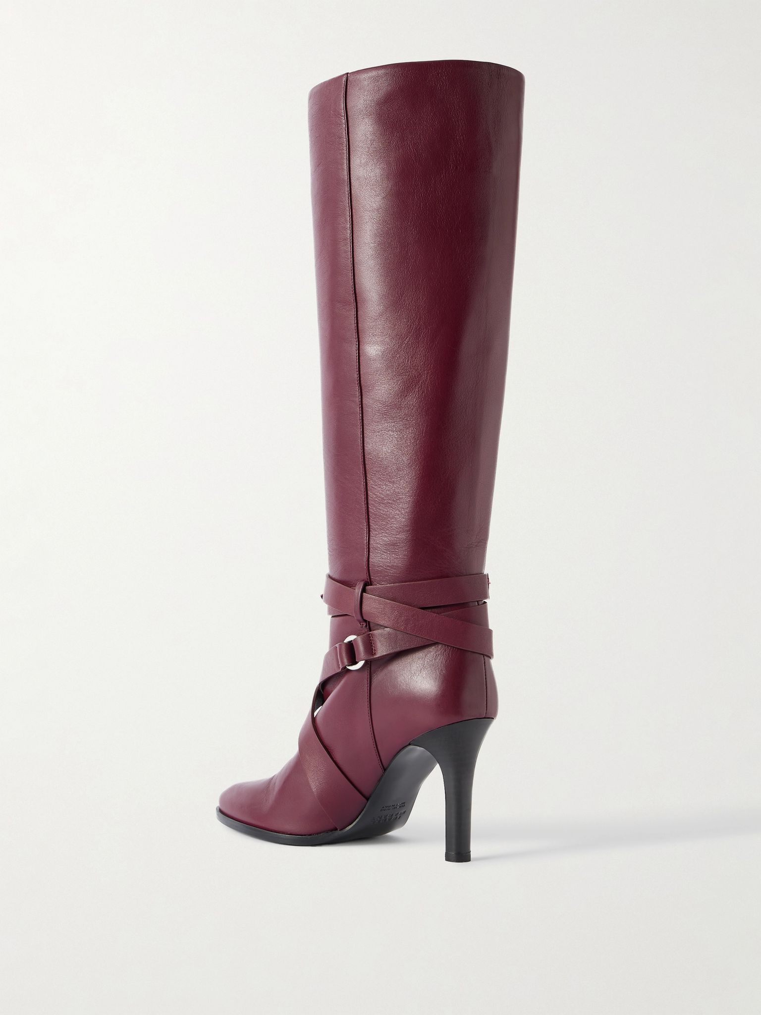Analui tasseled buckled leather knee boots Burgundy - 3