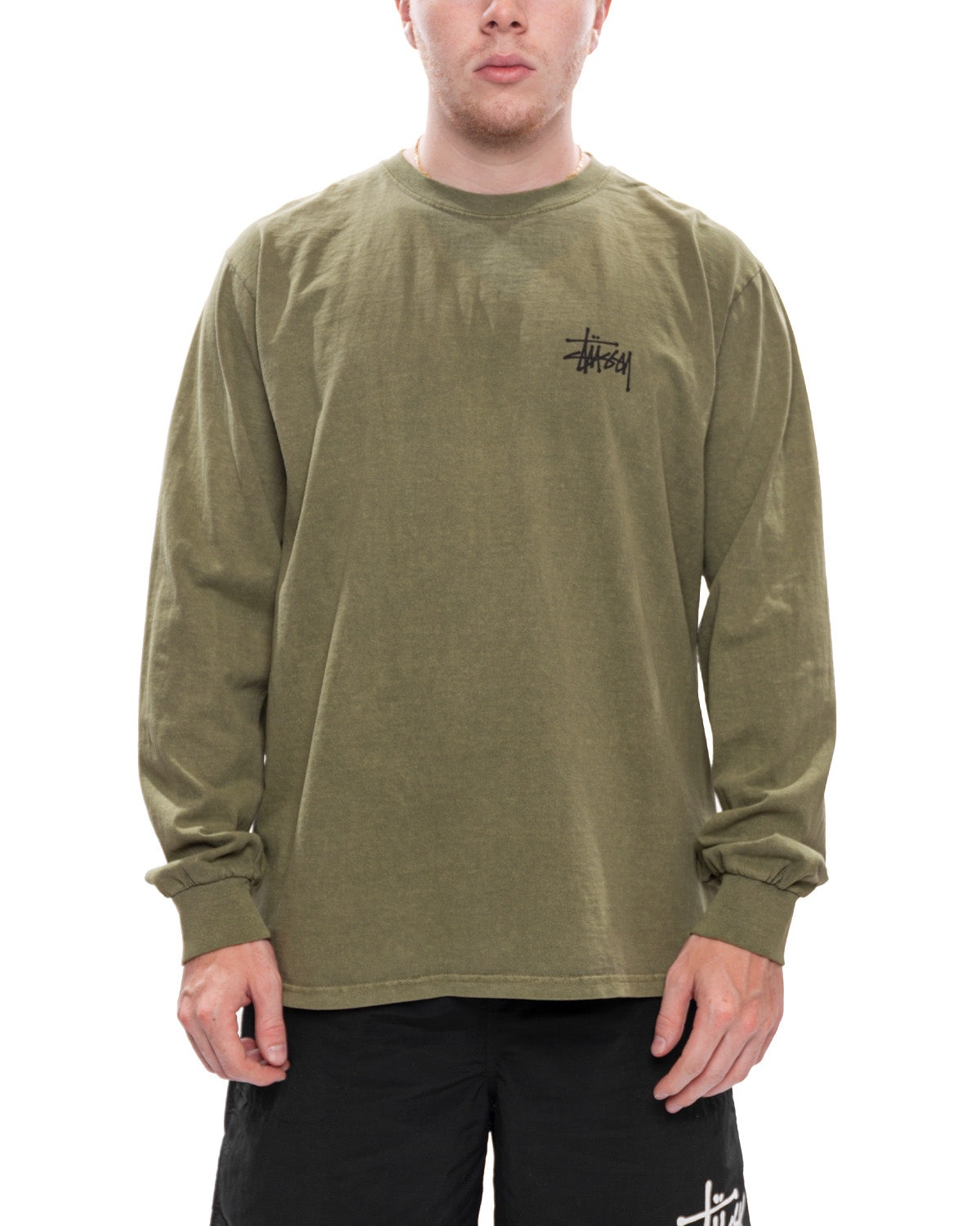 Basic Stussy Pigment Dyed LS Tee 'Olive' - 1