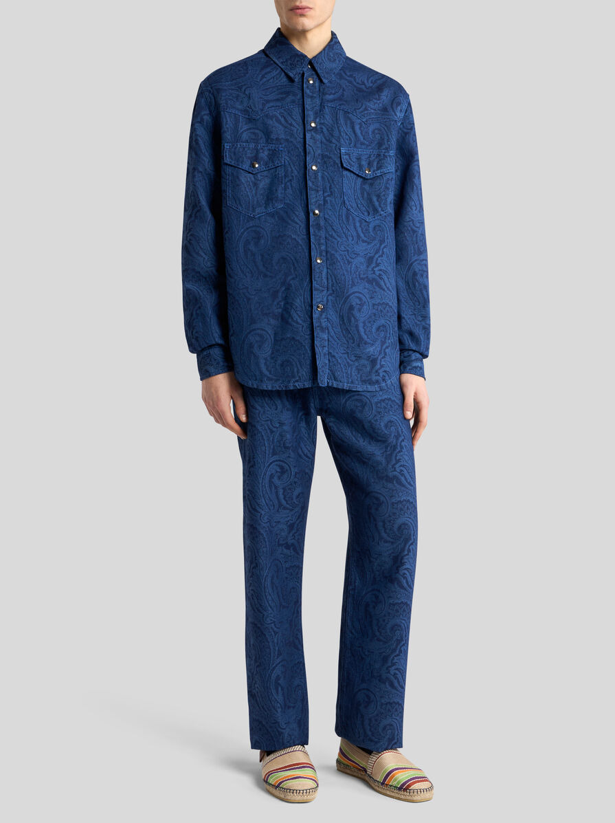 PRINTED DENIM OVERSHIRT - 4