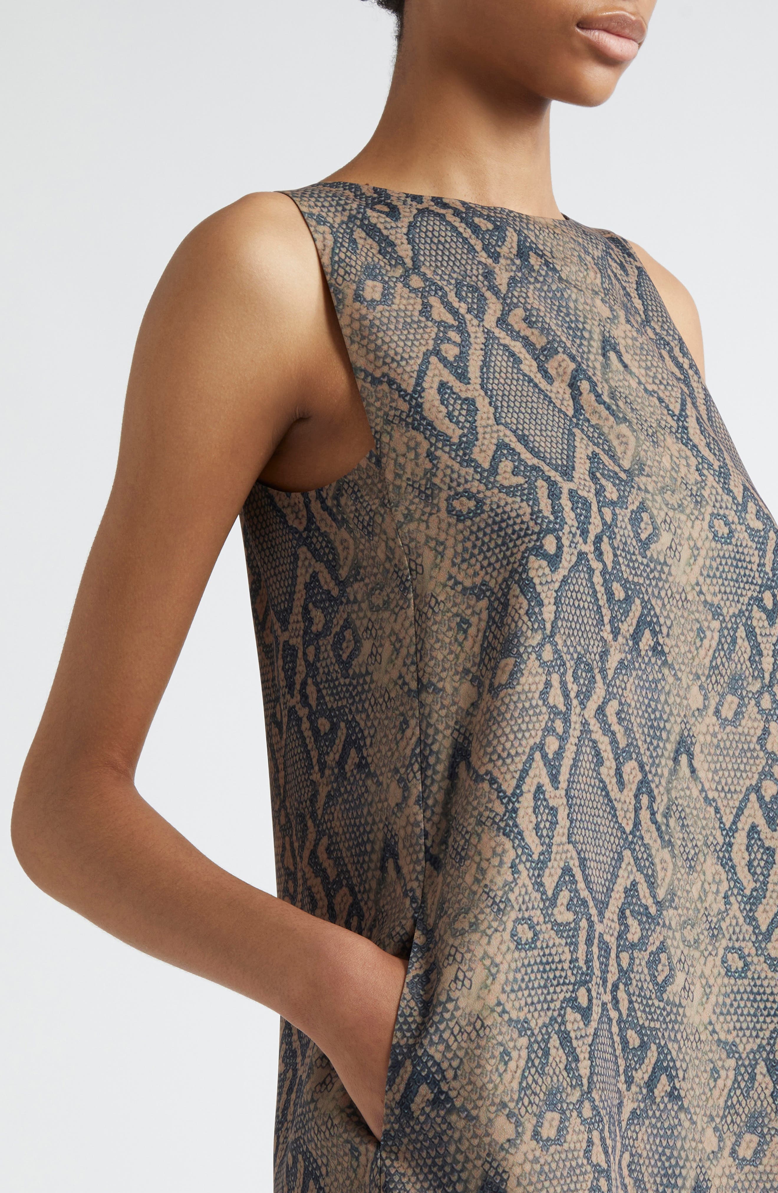 Emporio Armani Snakeskin Print Sleeveless Shift Dress in Multi at Nordstrom - 4
