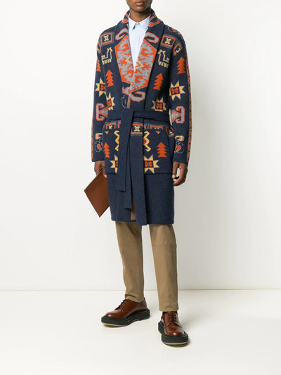 Etro carpet-pattern wool knit coat outlook