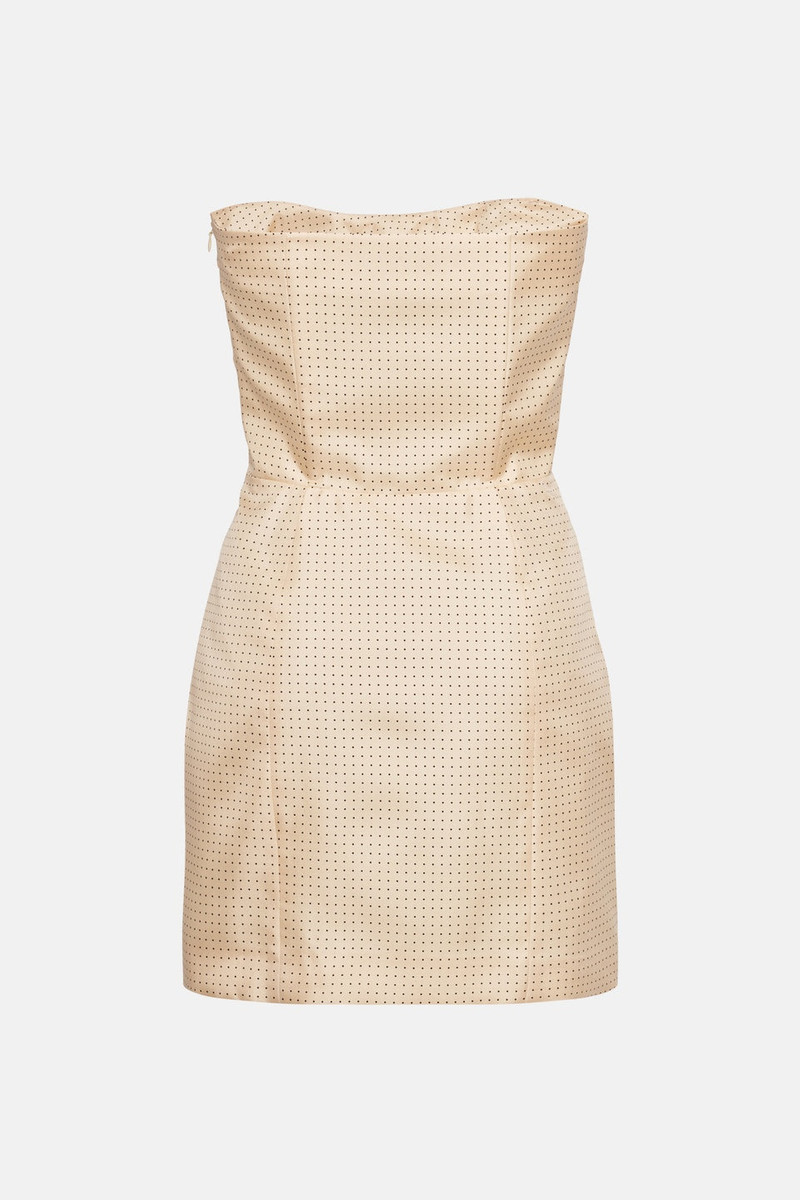 Alessandra Rich POLKA DOT PRINT SILK TWILL BUSTIER MINI DRESS, BOW outlook