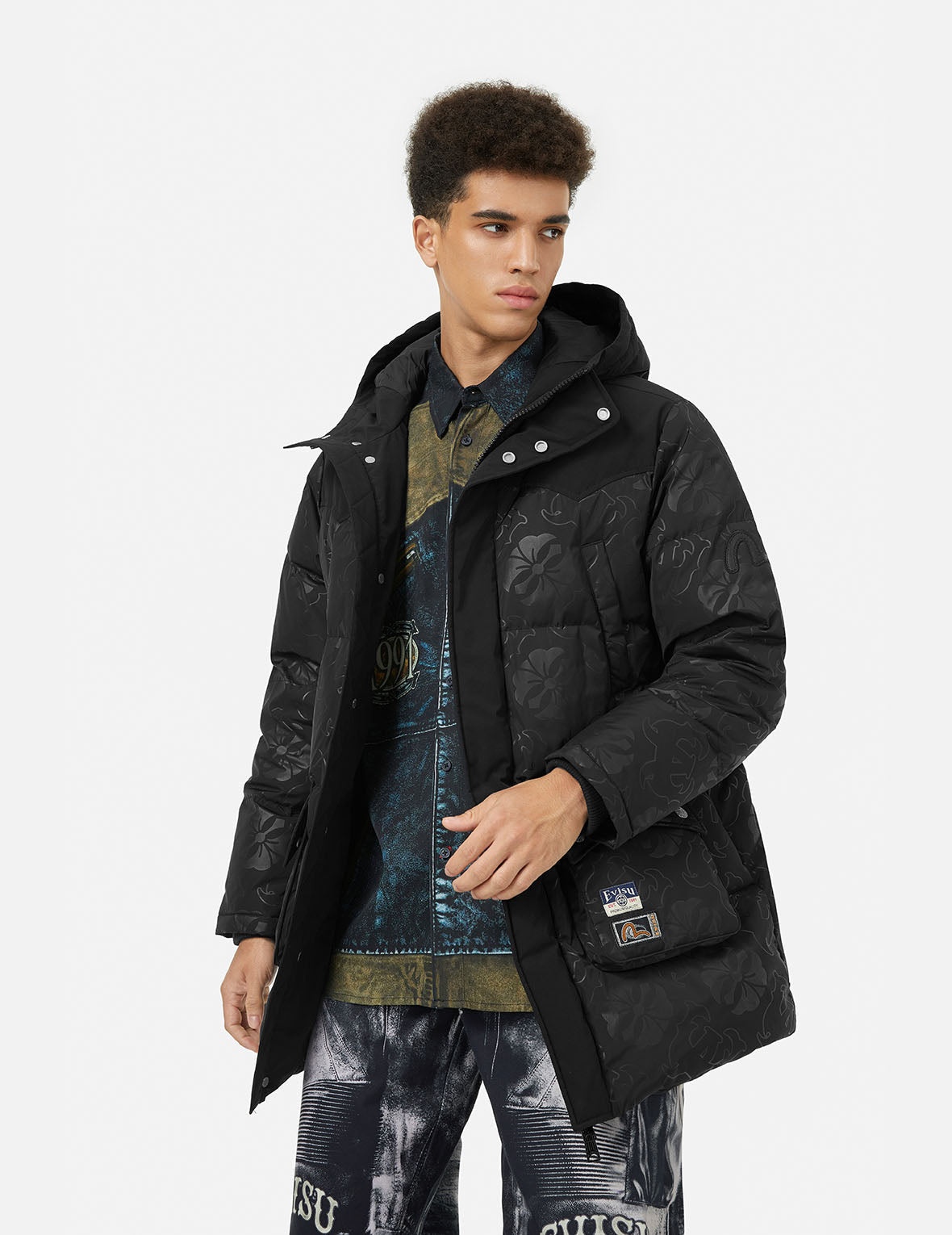 Allover Heat Seal Print and Logo Appliqué Regular Fit Down Coat - 5