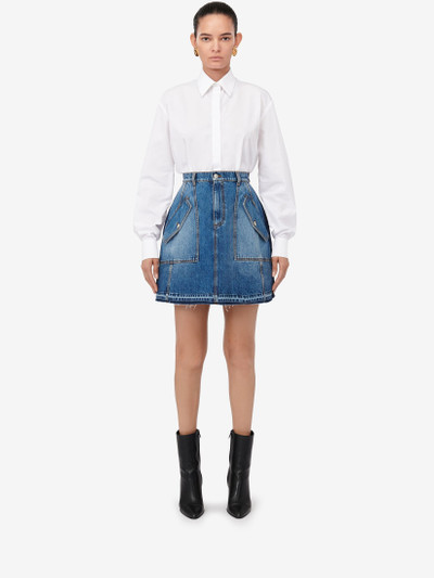 Alexander McQueen Women's Denim Mini Skirt in Washed Blue outlook