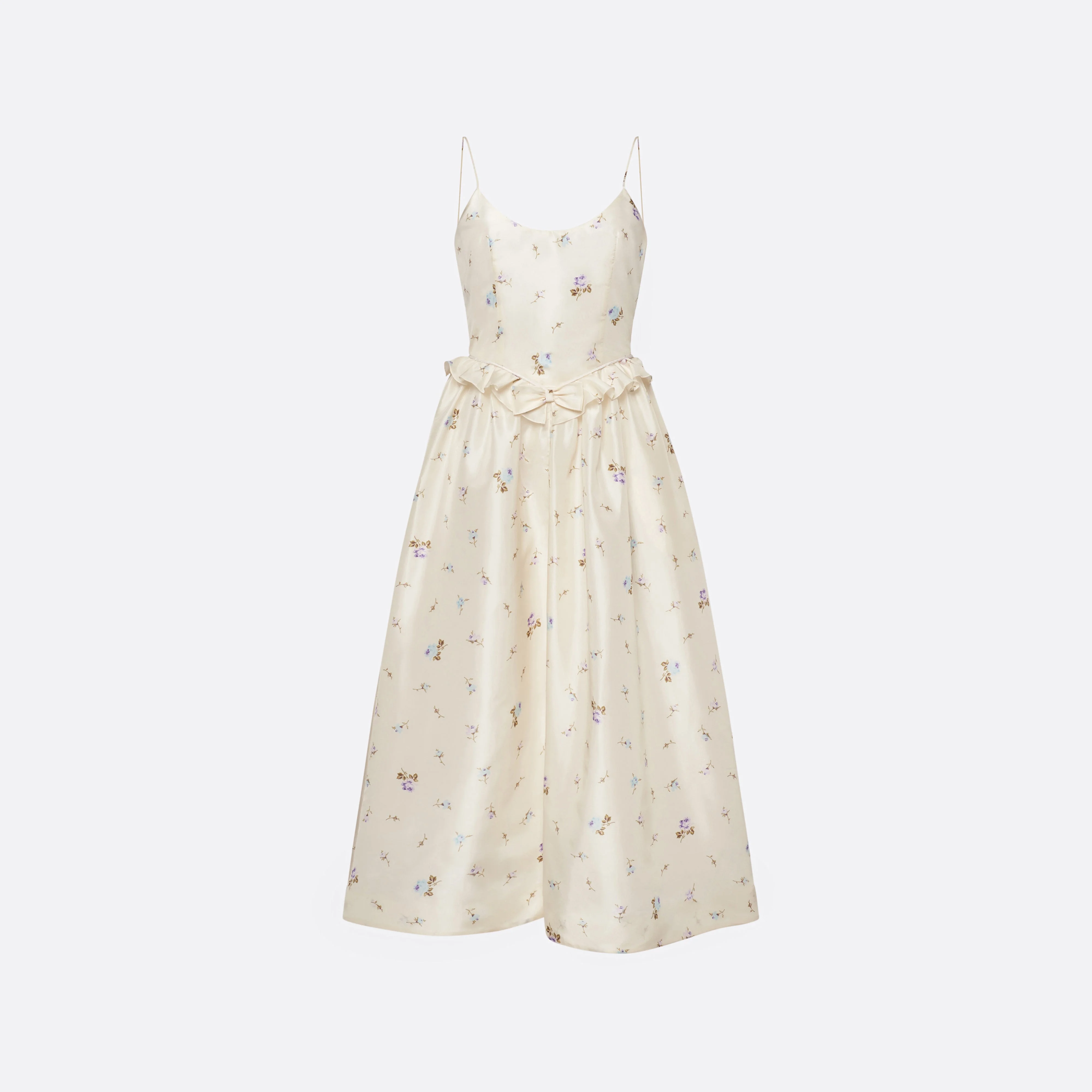 FLORAL-PRINT SILK TAFFETA MIDI DRESS - 1