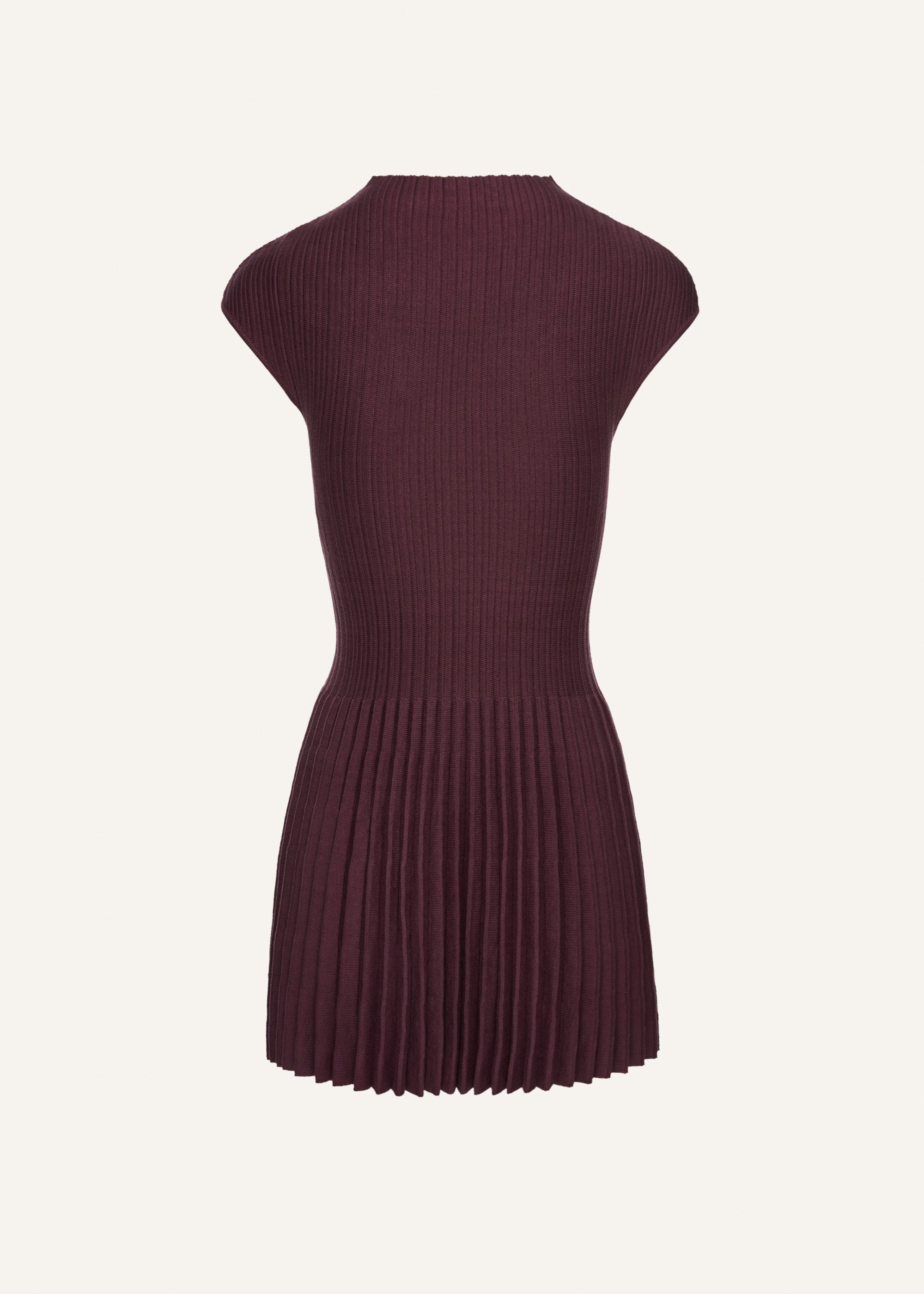 Ribbed knit high-neck skater dress in violet - 2
