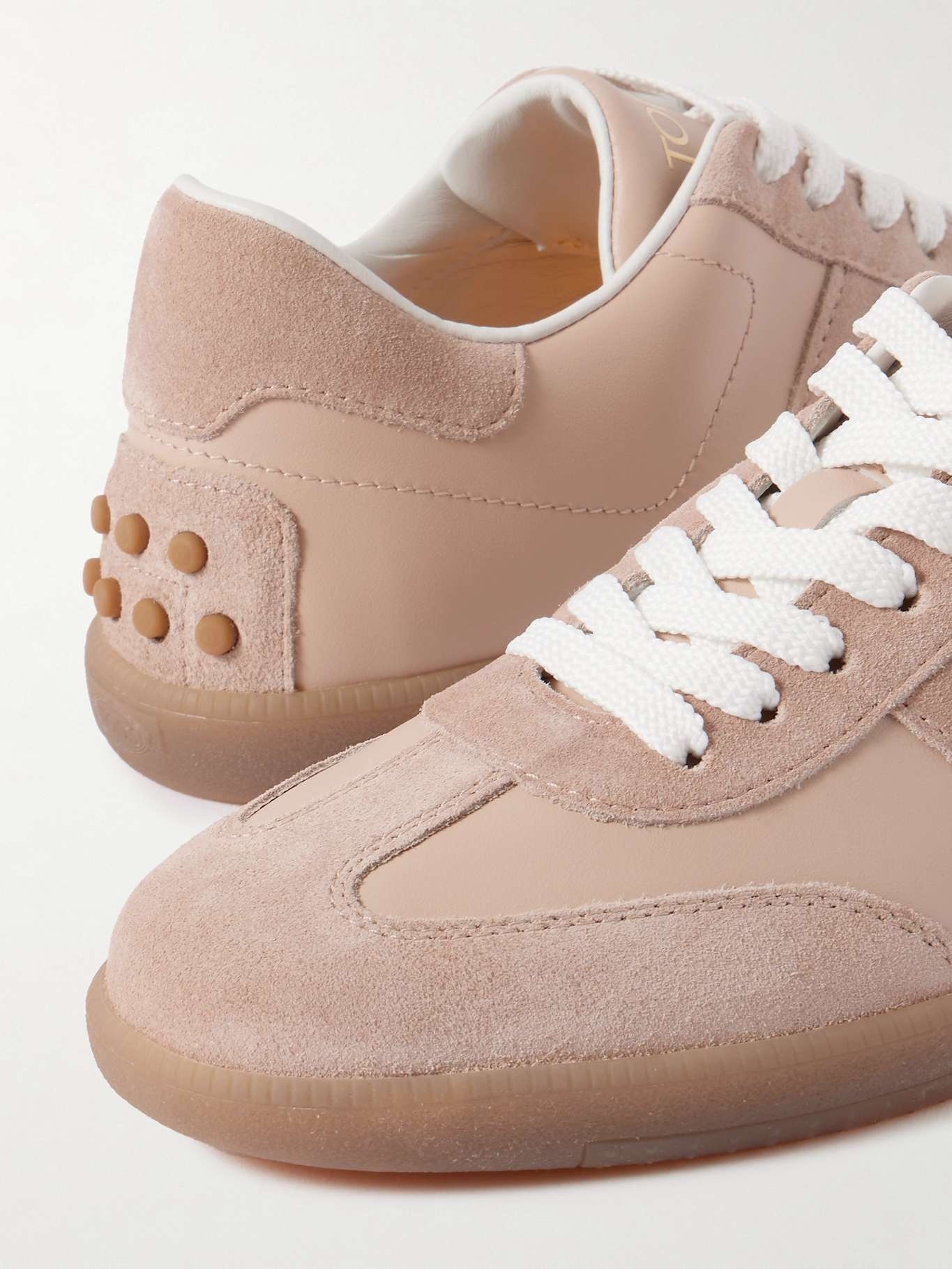 Tod's Cassetta suede-trimmed leather sneakers Beige