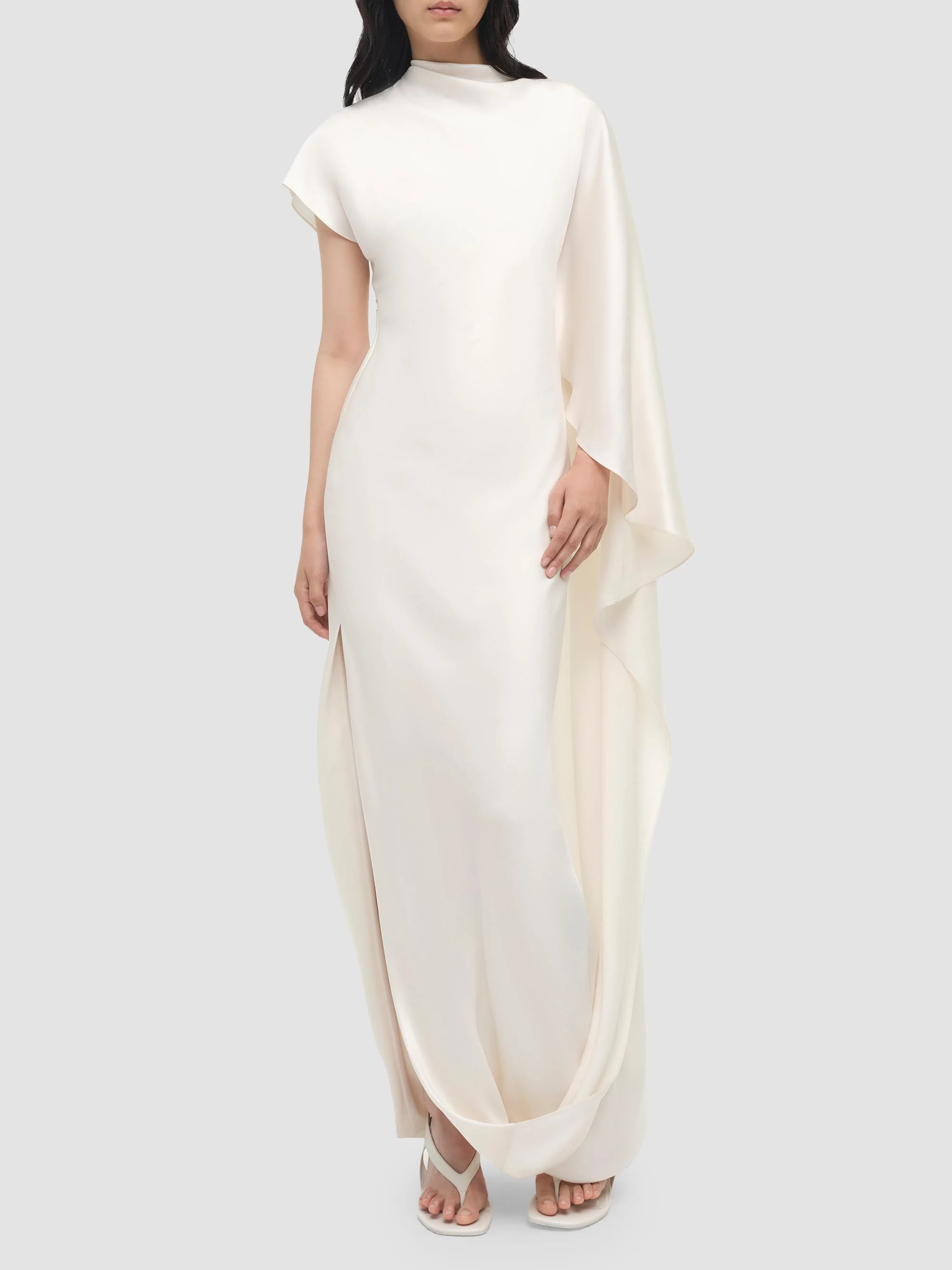 Women's Ora Satin Column Gown - Ivory - 1