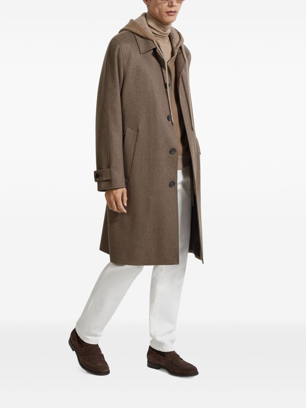 belted twill coat - 3