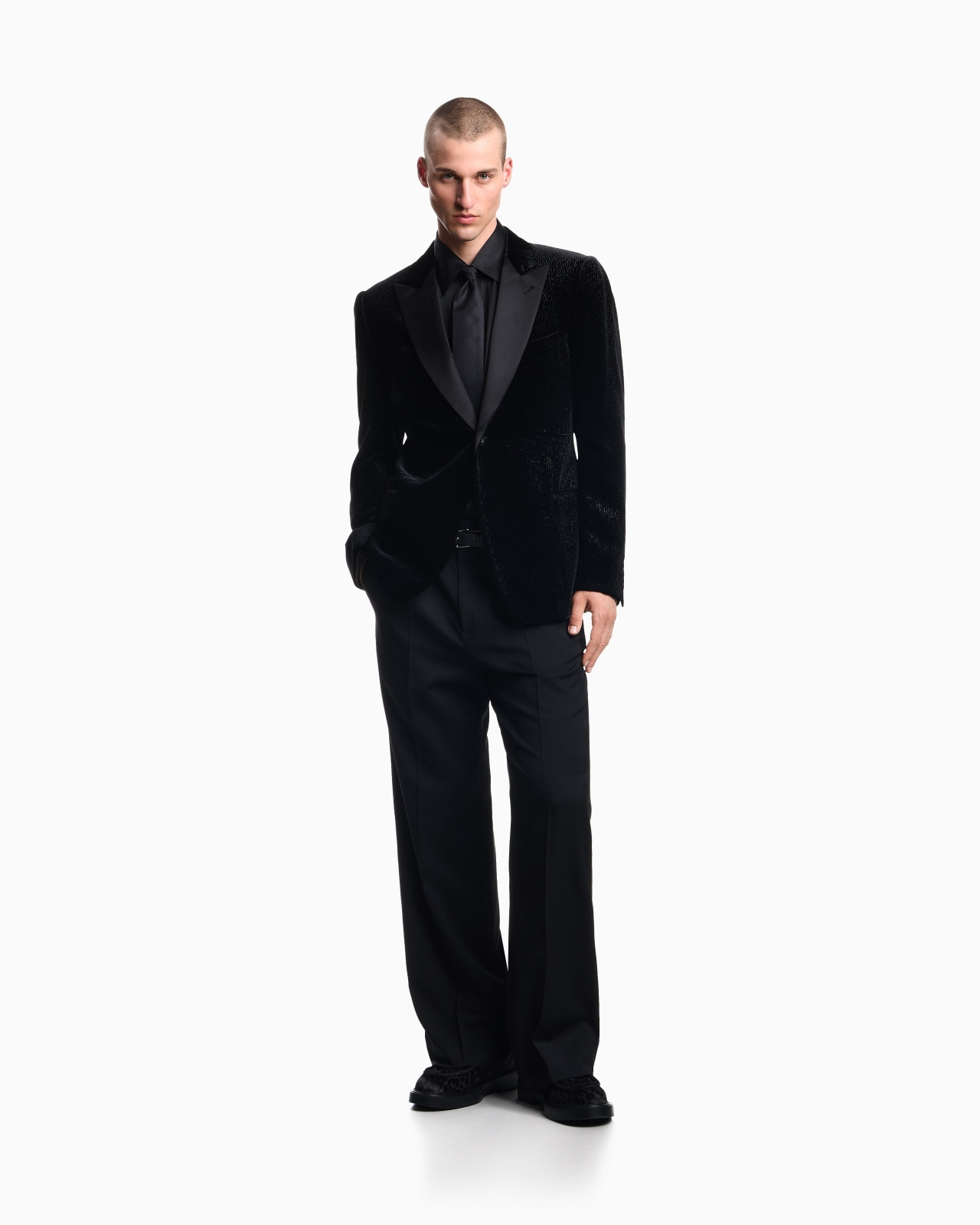 SOLID-COLOUR, PLEATED FABRIC SHIRT - 2