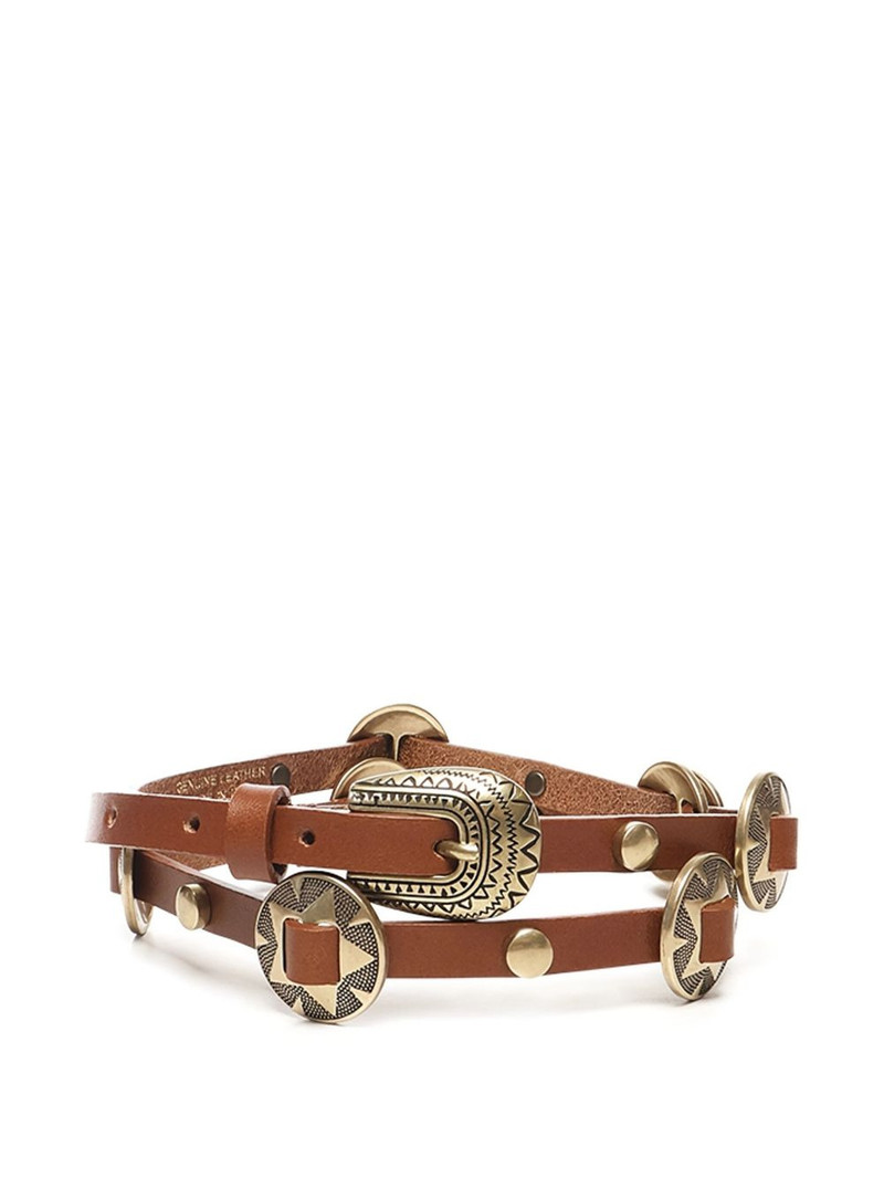 metallic-buckle studded leather belt 1