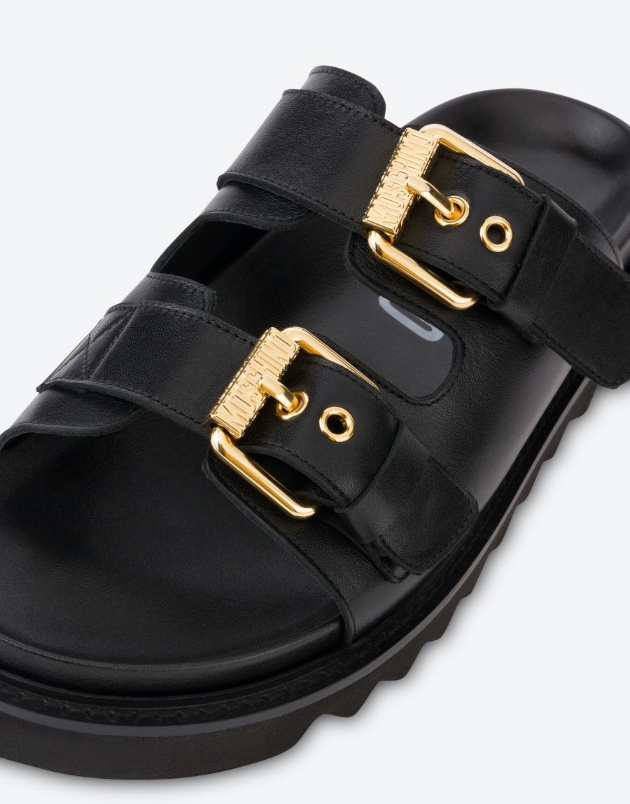CALFSKIN SANDALS MOSCHINO BUCKLES - 4