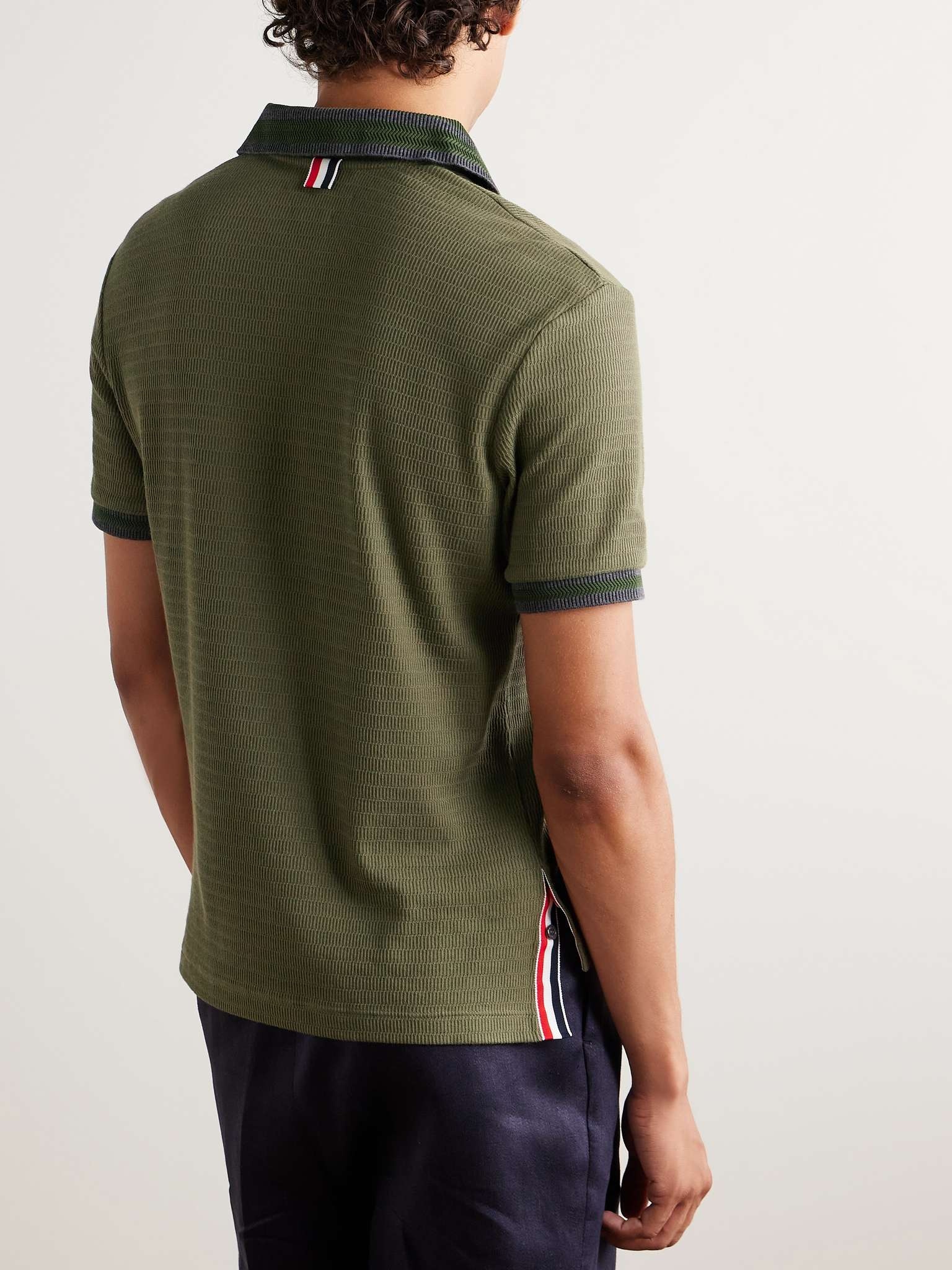 Slim-Fit Striped Pointelle-Knit Cotton Polo Shirt - 3