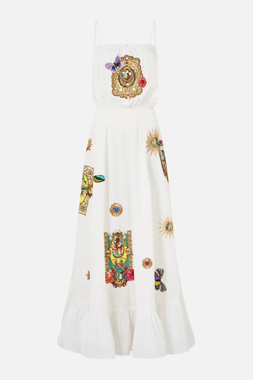 SHIRRED WAIST LONG DRESS VERSES IN VINTAGE - 1