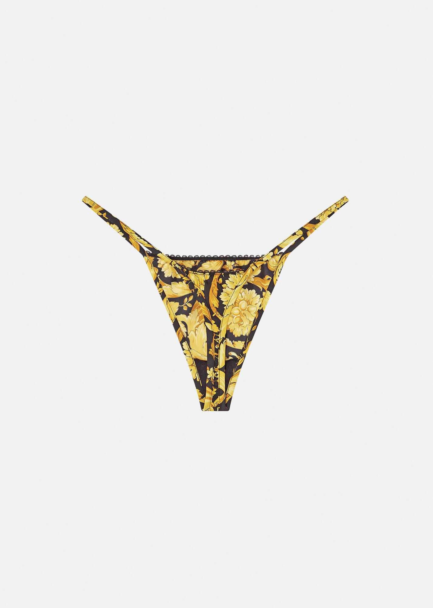 Barocco Print Silk Thong - 3