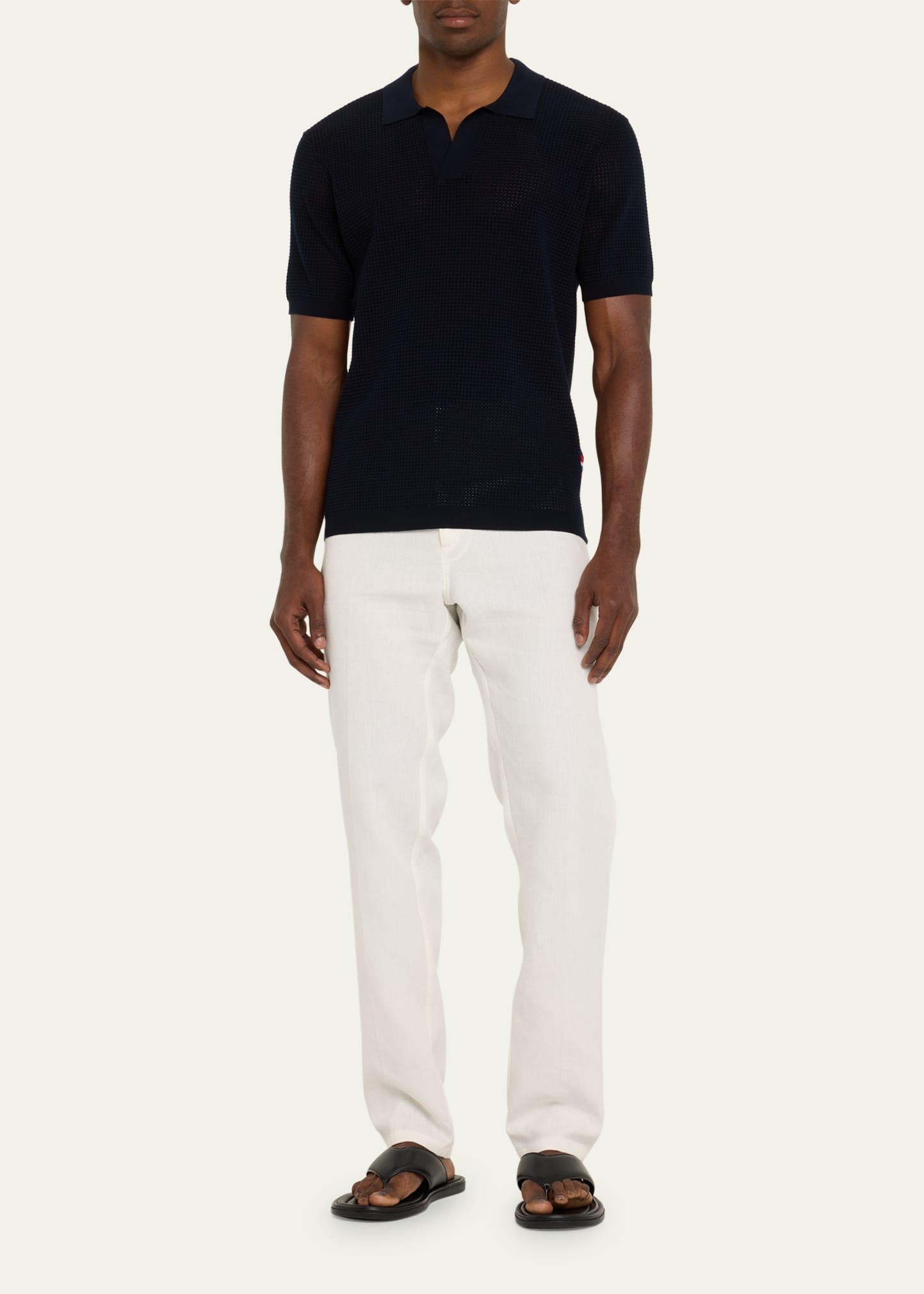 Men's Open-Mesh Stitch Polo Shirt - 2