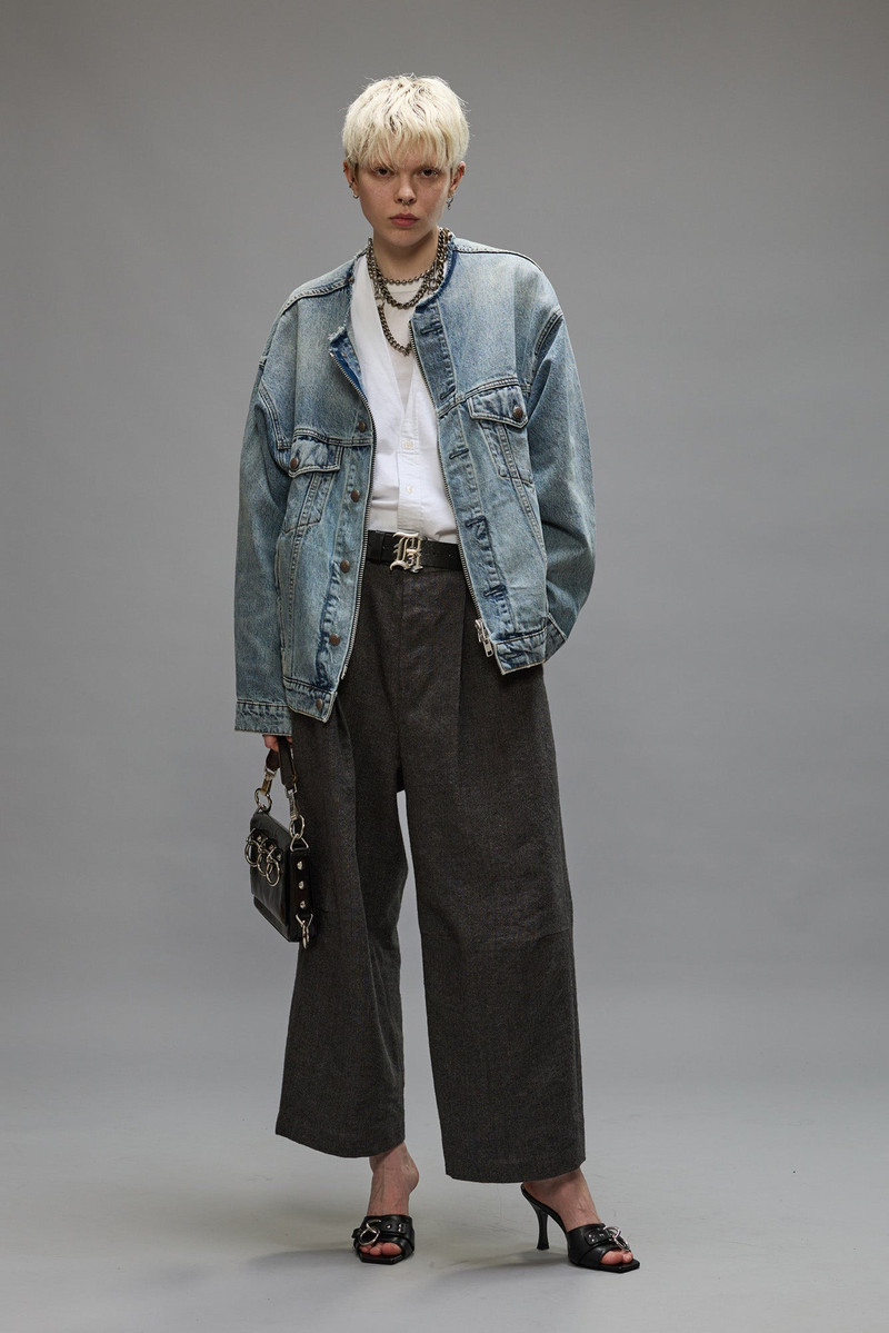 COLLARLESS TRUCKER JACKET - CAXTON BLUE 4