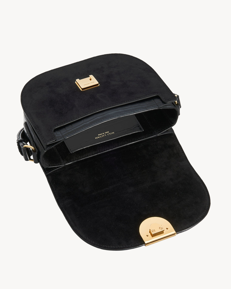 LE ELLIE EMBOSSED CROC SADDLE BAG 4