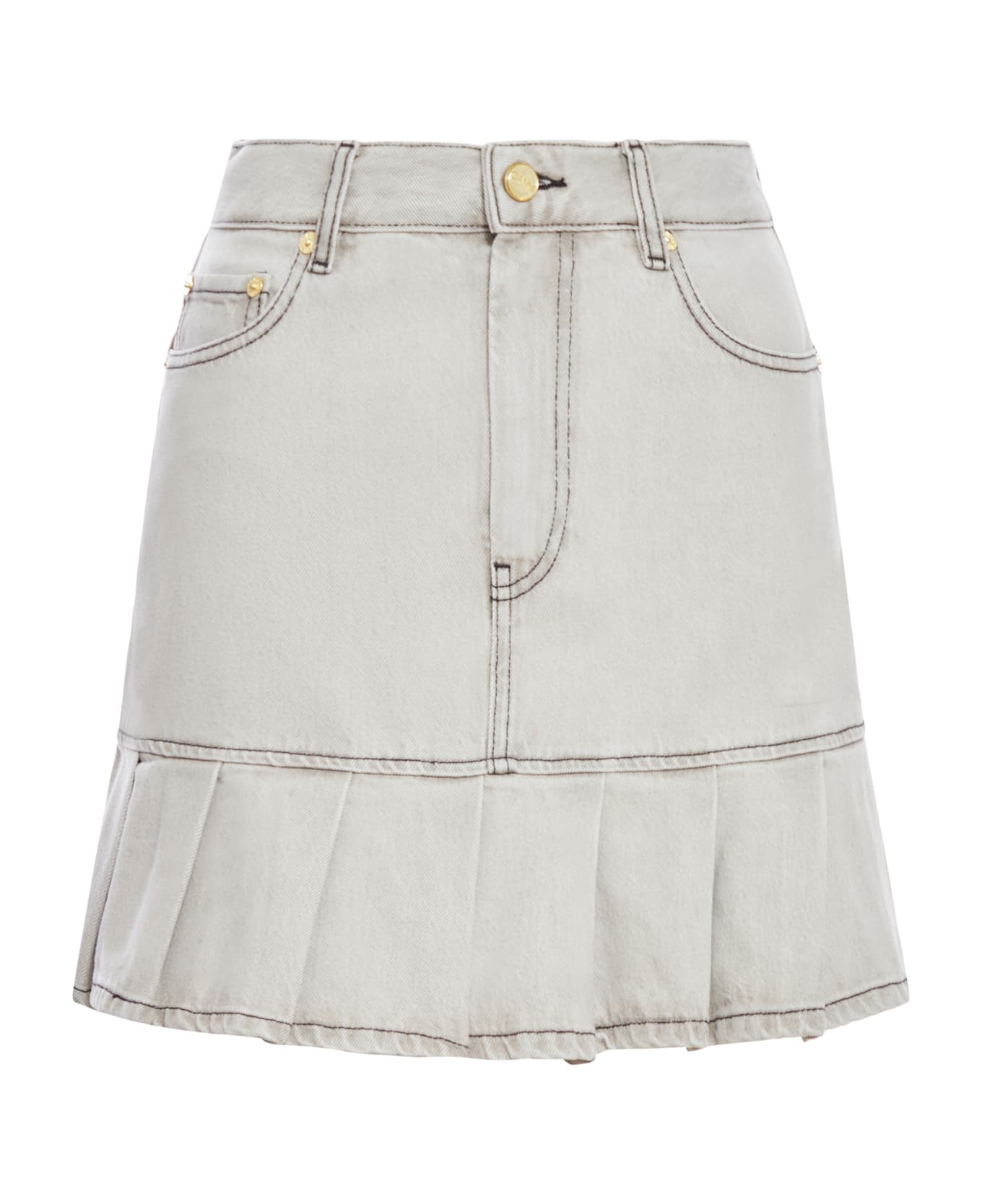 Grey Future Denim Pleated Mini Skirt - 1