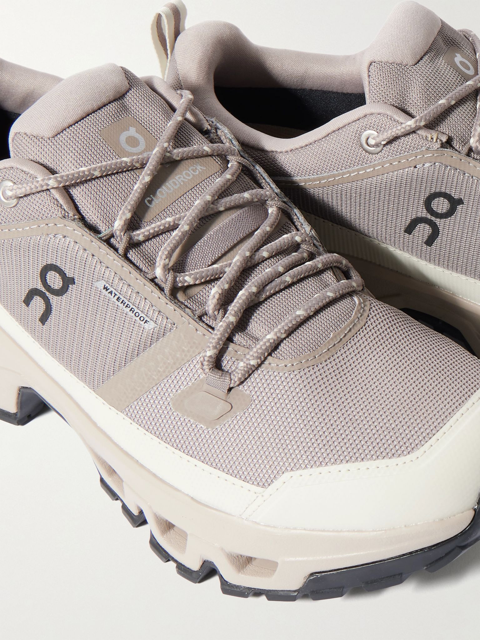 Cloudrock Rubber-Trimmed Mesh Trail Sneakers Taupe - 5