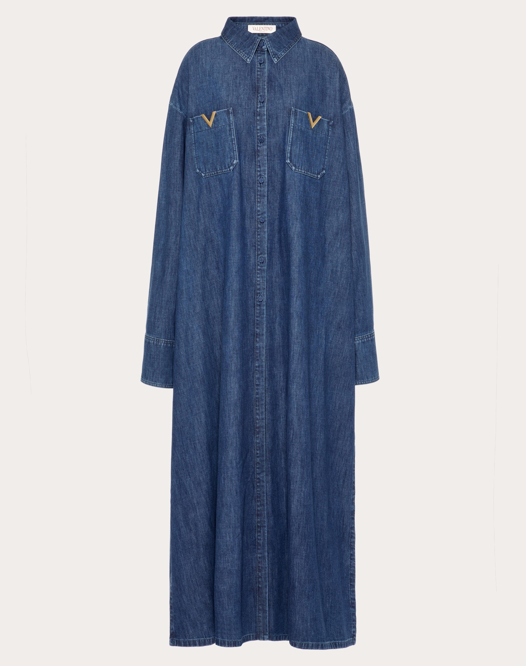 CHAMBRAY DENIM LONG DRESS - 1