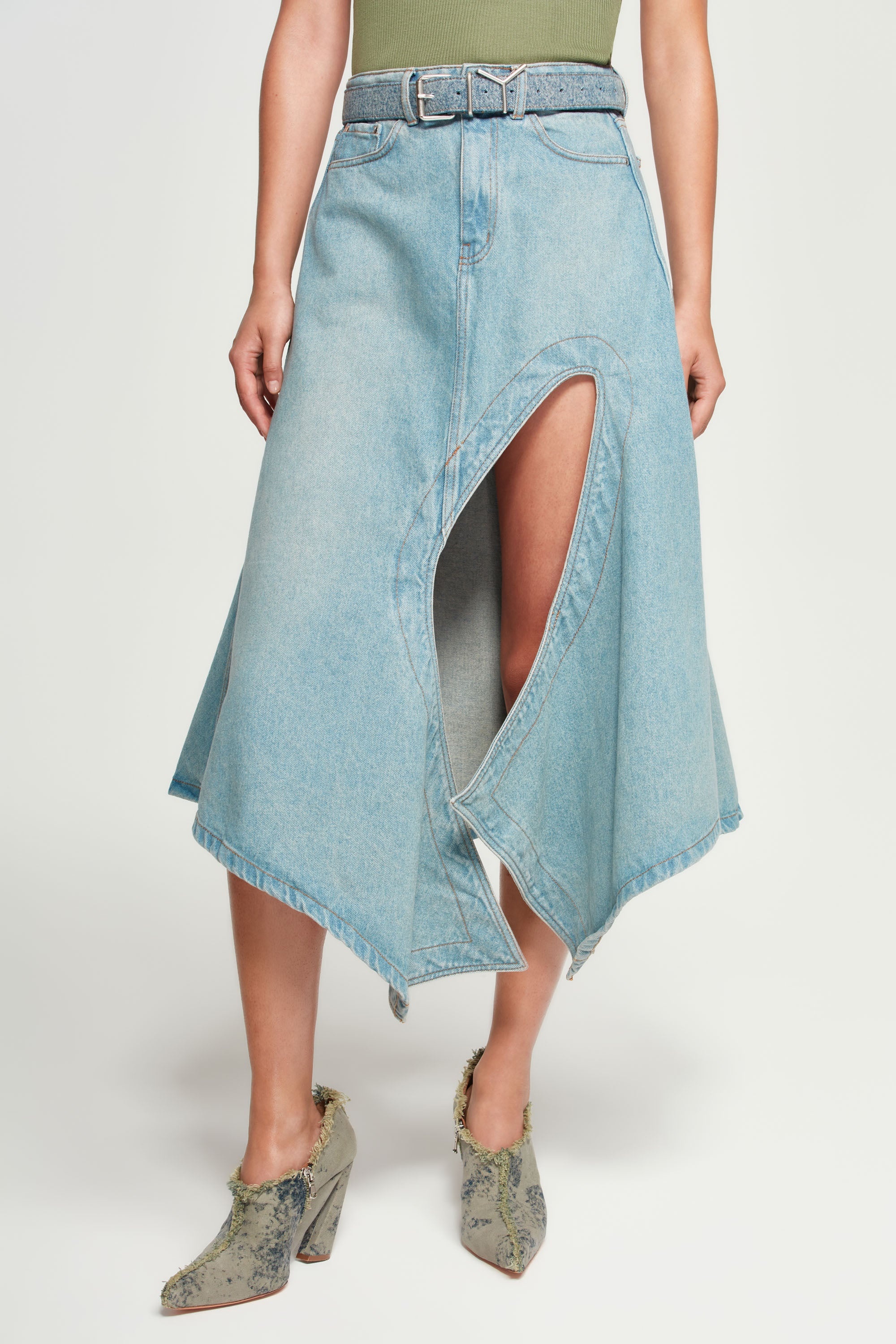 Cut Out Denim Skirt - 3