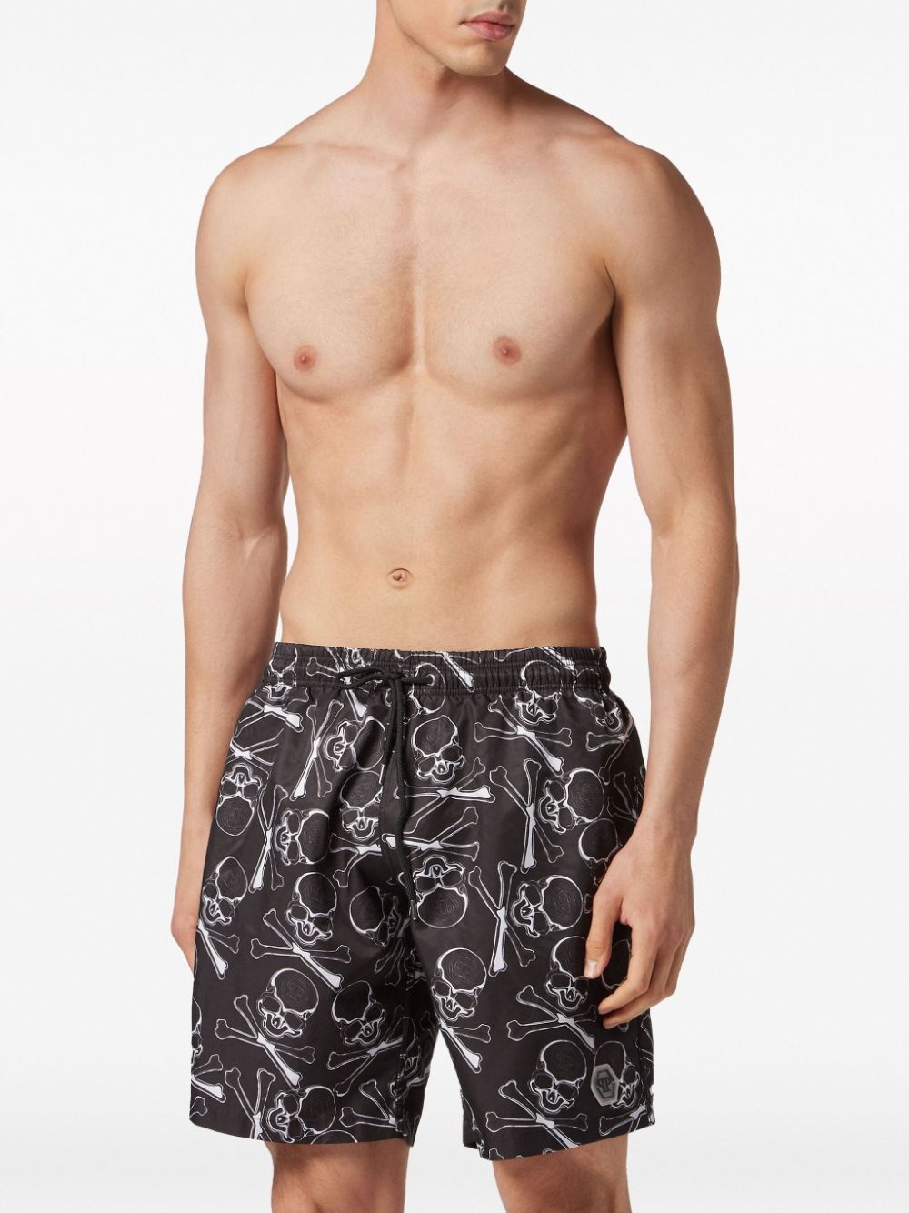 skull-print drawstring swim trunks - 3