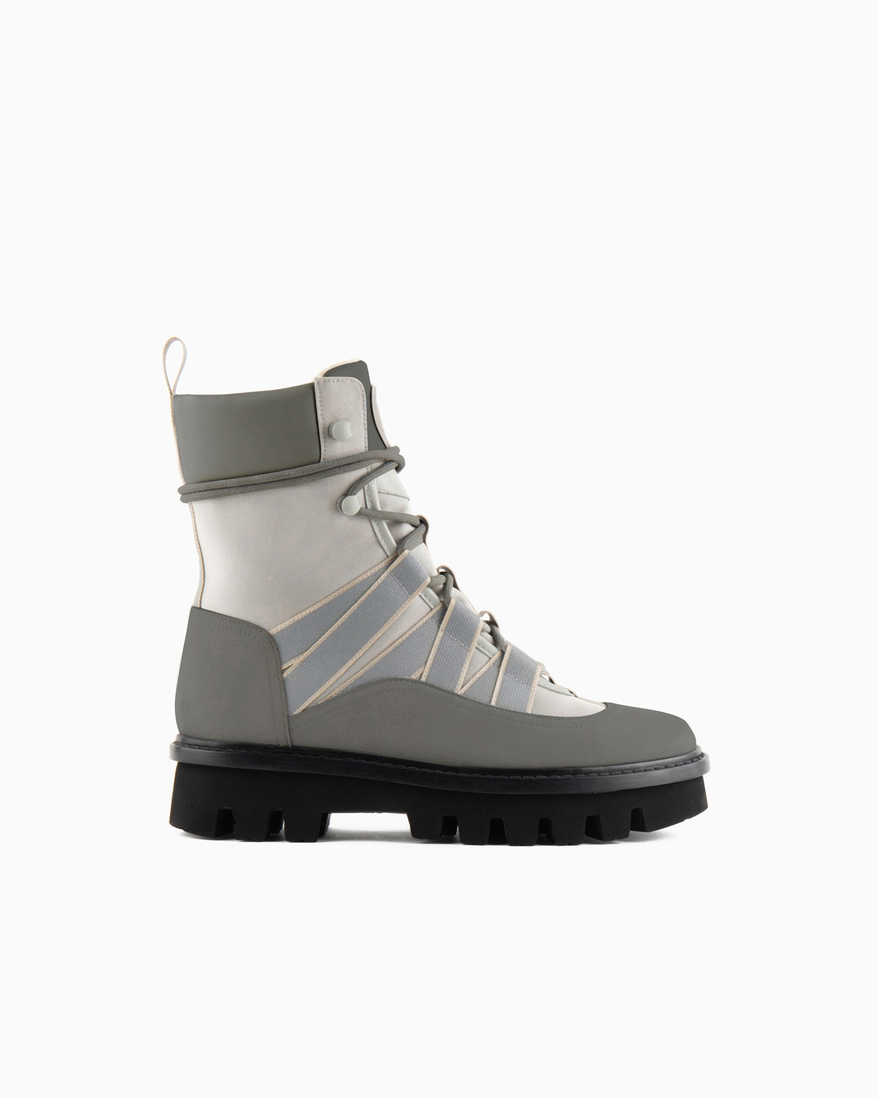 GIORGIO ARMANI NEVE LACE-UP ANKLE BOOTS IN NUBUCK, TECHNICAL FABRIC AND NAPPA LEATHER - 1