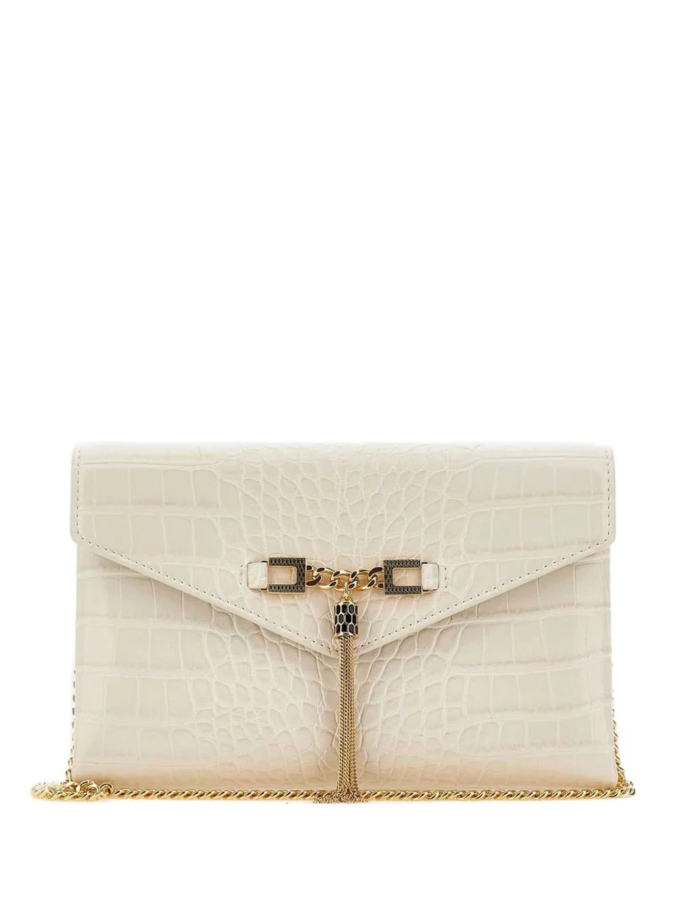 croc-embossed chain clutch - 1