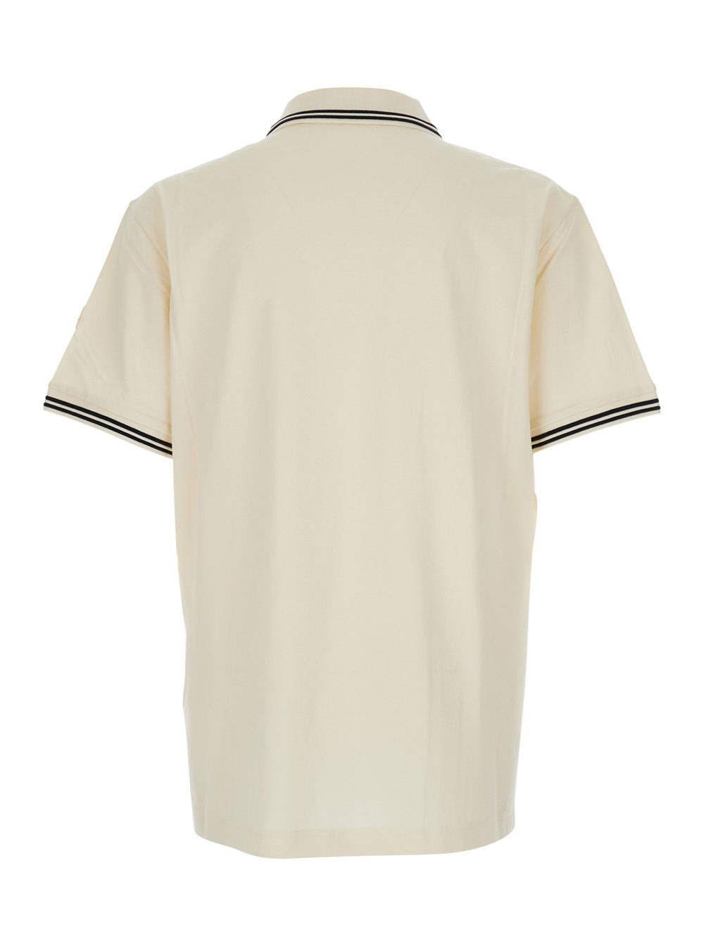 Moncler Men White Polo Shirt With Logo Lettering Embroidery On  The Front And Logo Patch On The Slee - 2