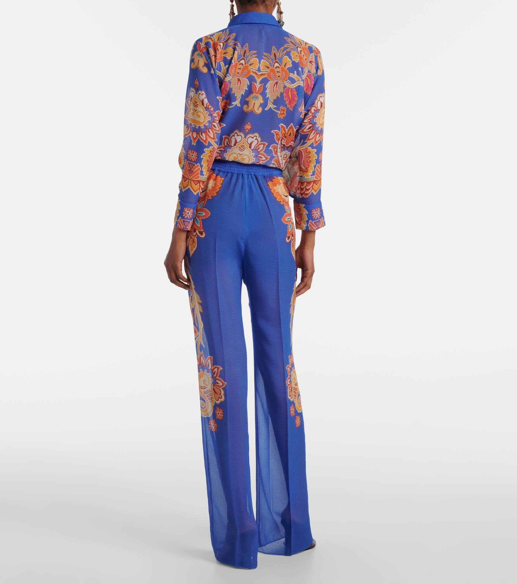 Paisley wide-leg pants - 3