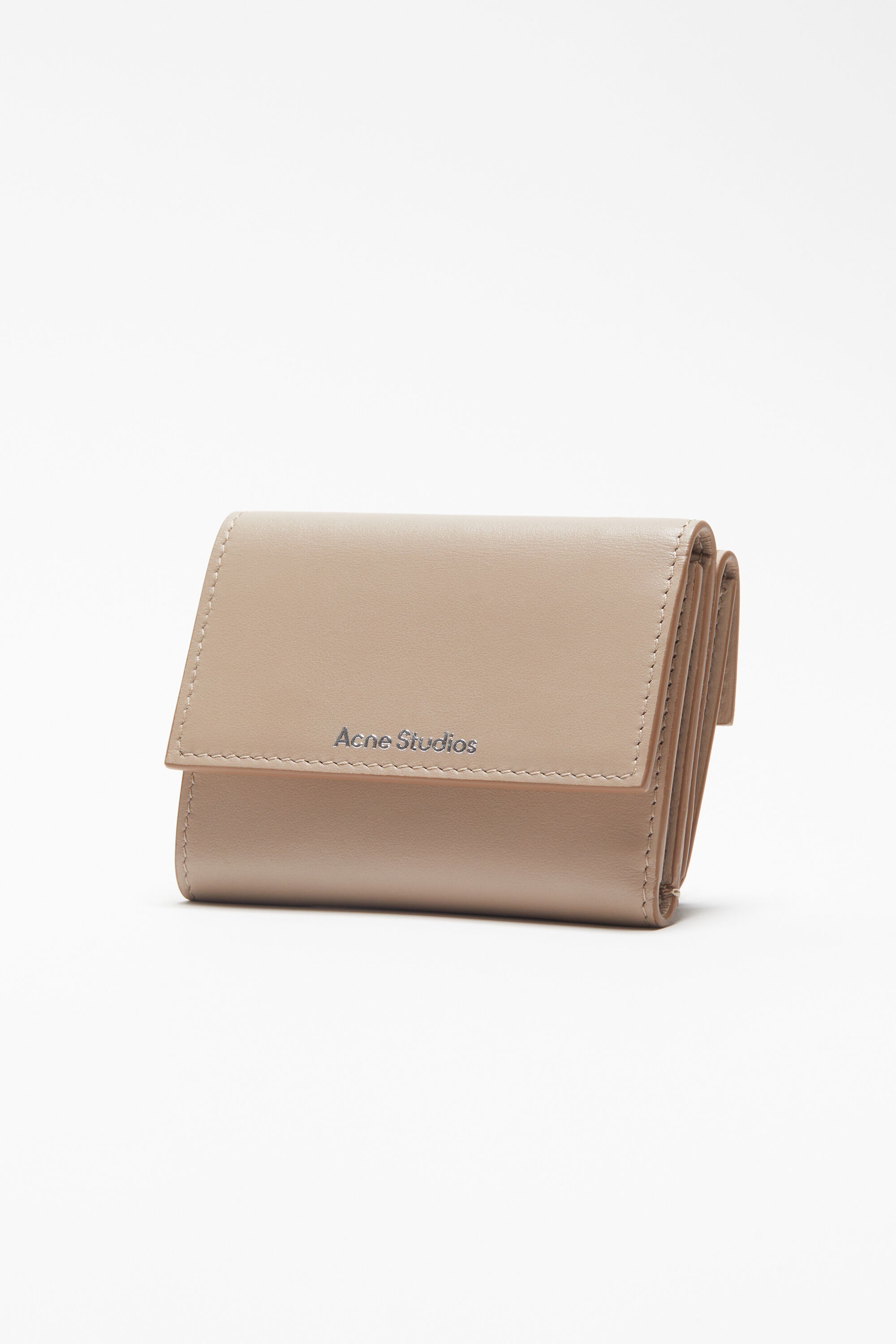 Trifold leather wallet - Taupe beige - 3