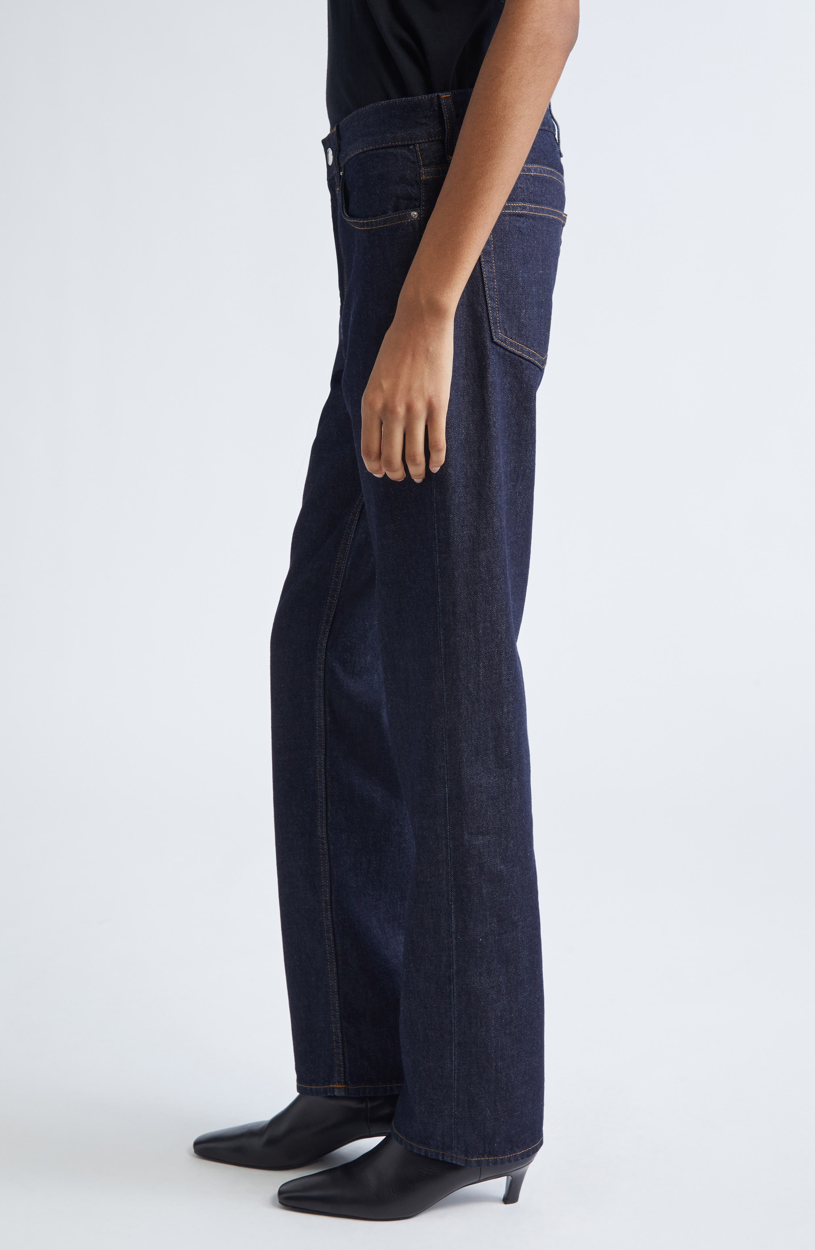TOTEME Low Rise Organic Cotton Denim Straight Leg Jeans in Rinsed Blue at Nordstrom - 3